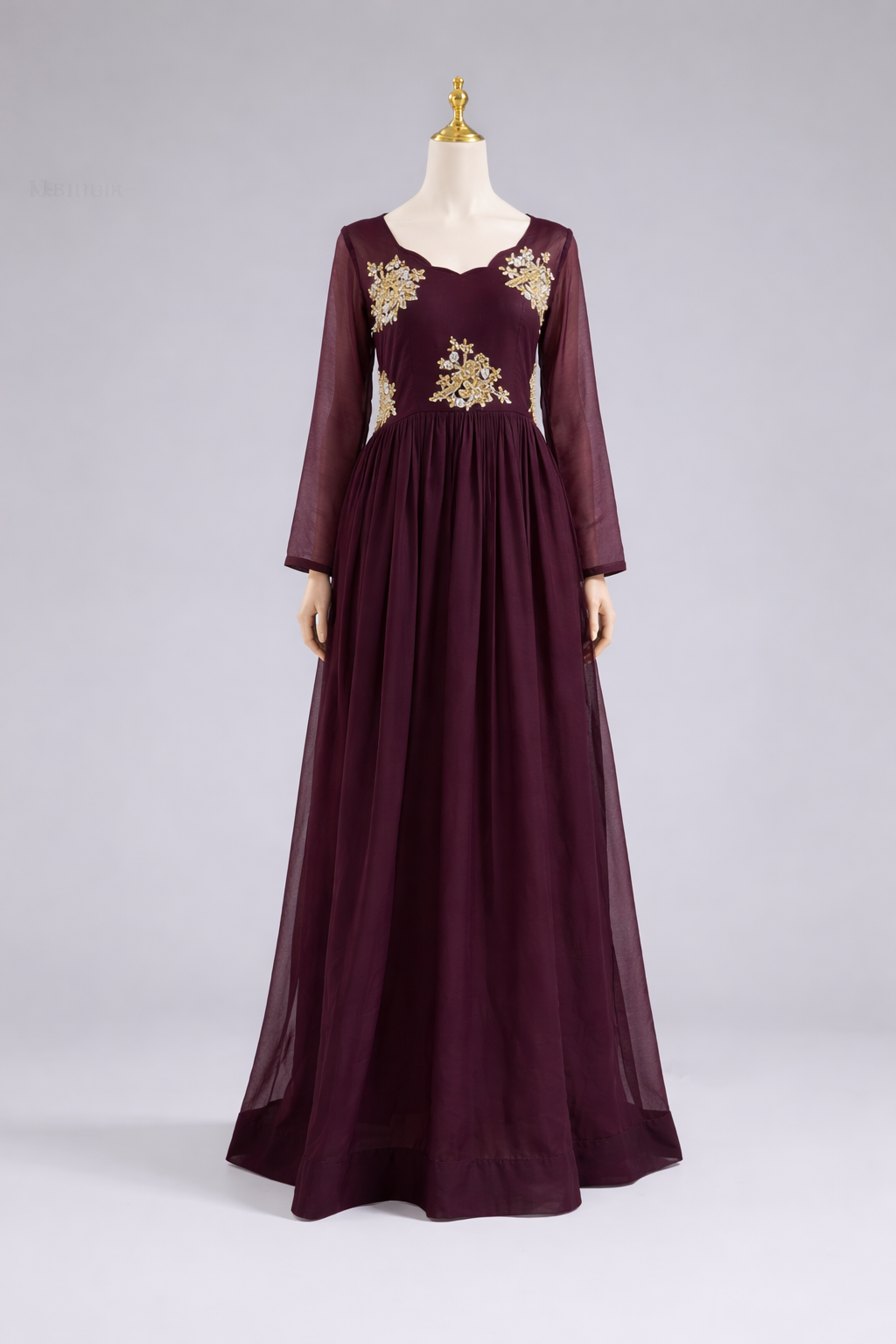 Aliza -Purple beaded flowy Dress – Zebtique