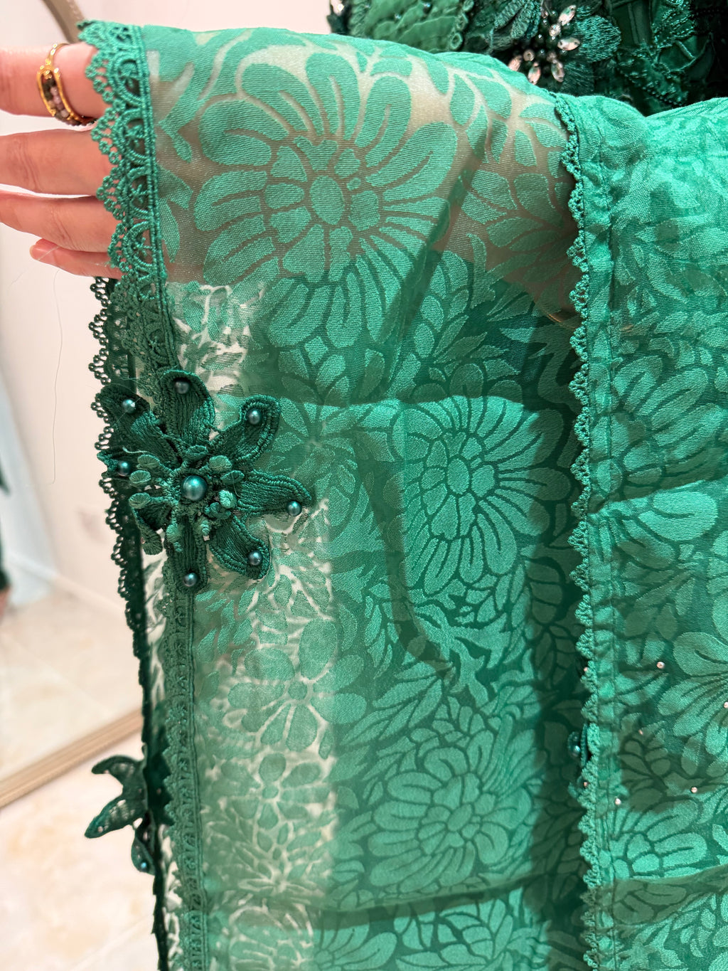 Emerald Green cutwork suit