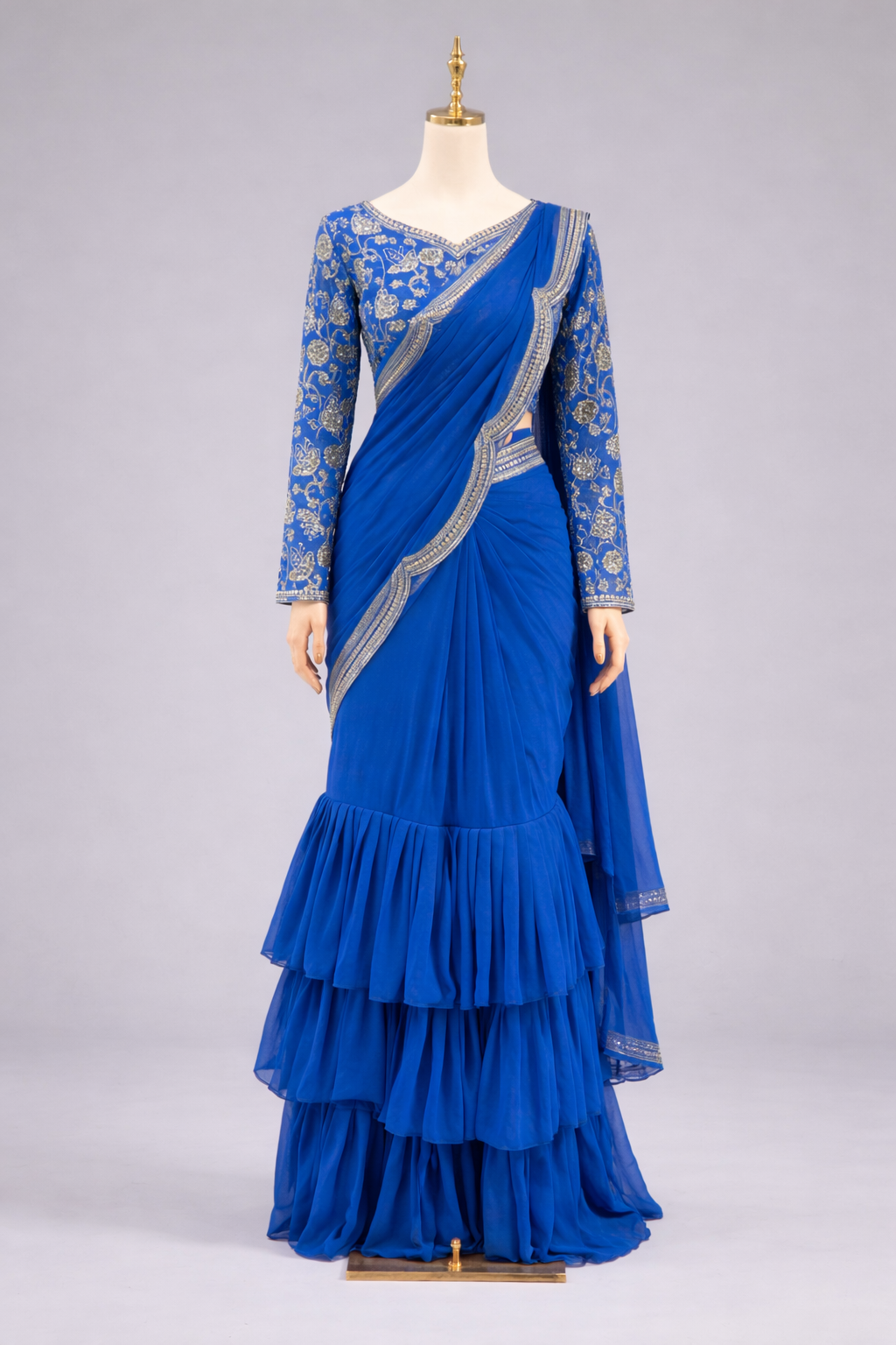 Royal blue  sequin lehanga Saree
