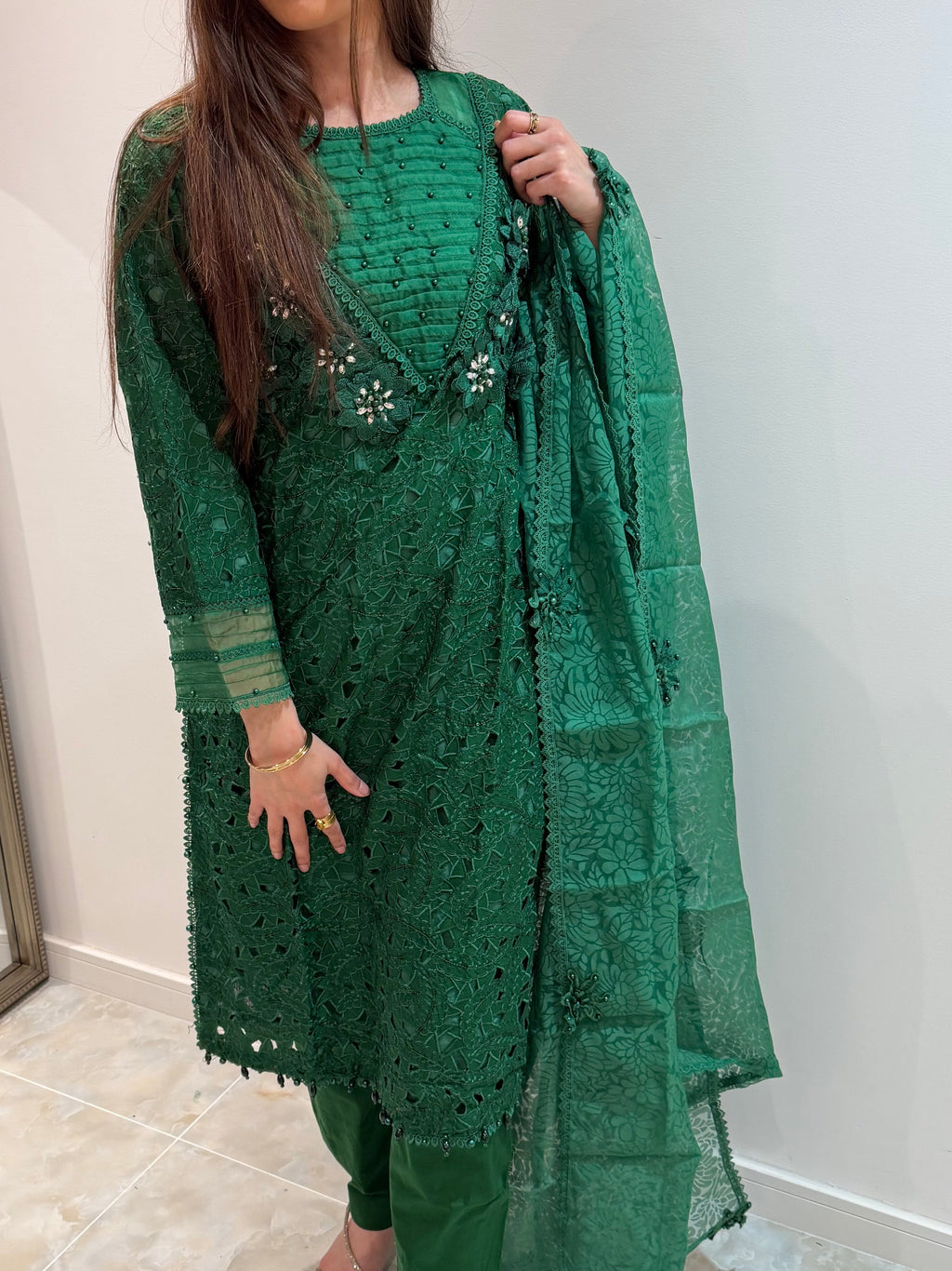 Emerald Green cutwork suit