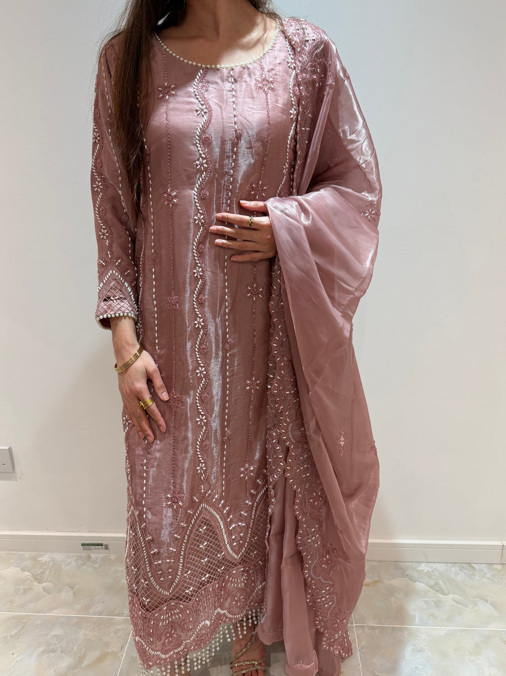 Saira- Beaded Kameez with capri Trousers