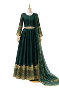 Dark green Faux Georgette Lehenga set