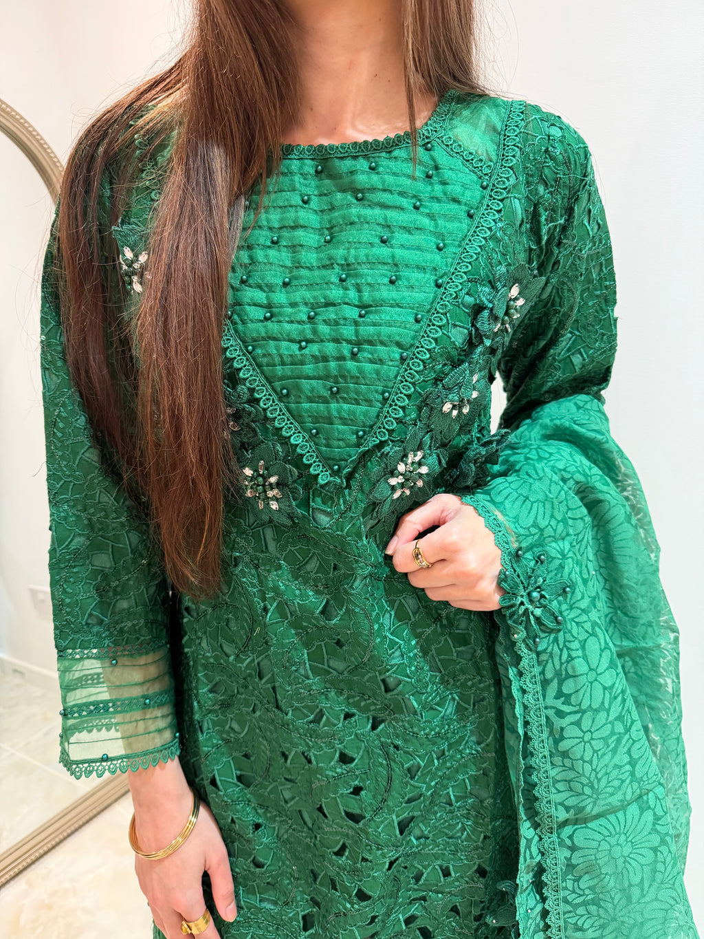 Emerald Green cutwork suit