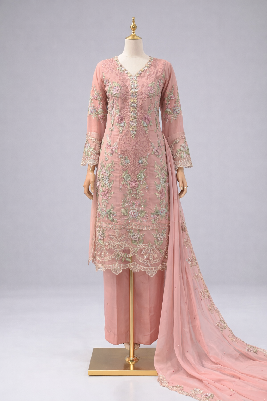 Chiffon Khartli embroidery