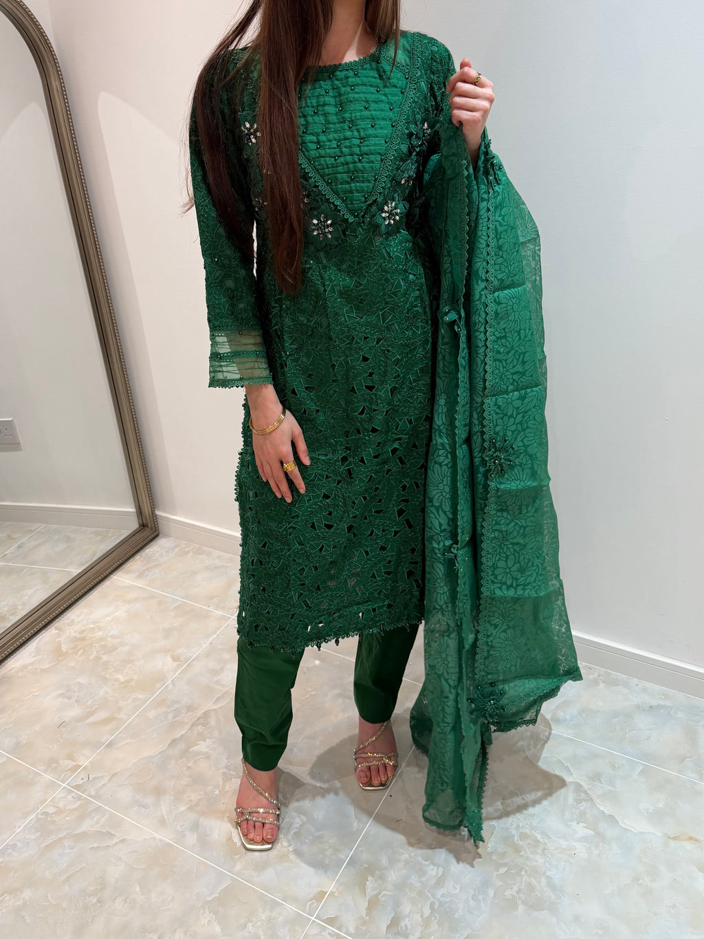 Emerald Green cutwork suit