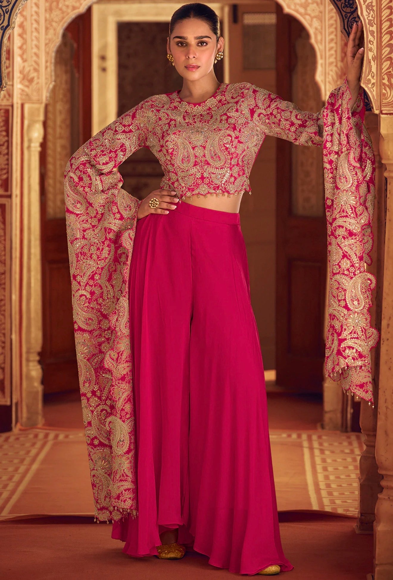 Zari Embroidery palazzo indo-Western set