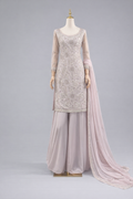 Eid collection-Beaded kameez with Extra flared Palazzo-Lilac