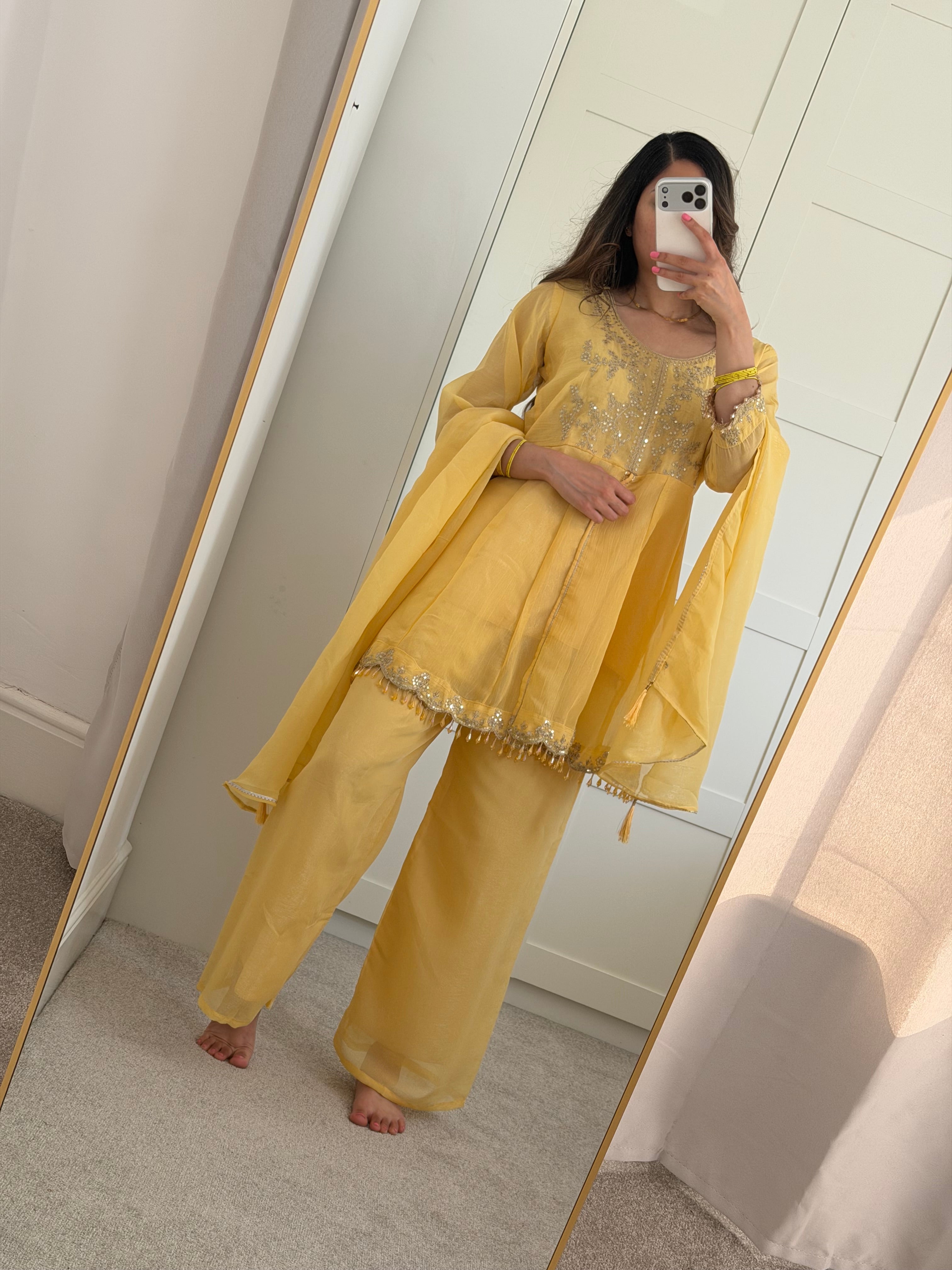 Chanda-Butter Yellow palazzo set