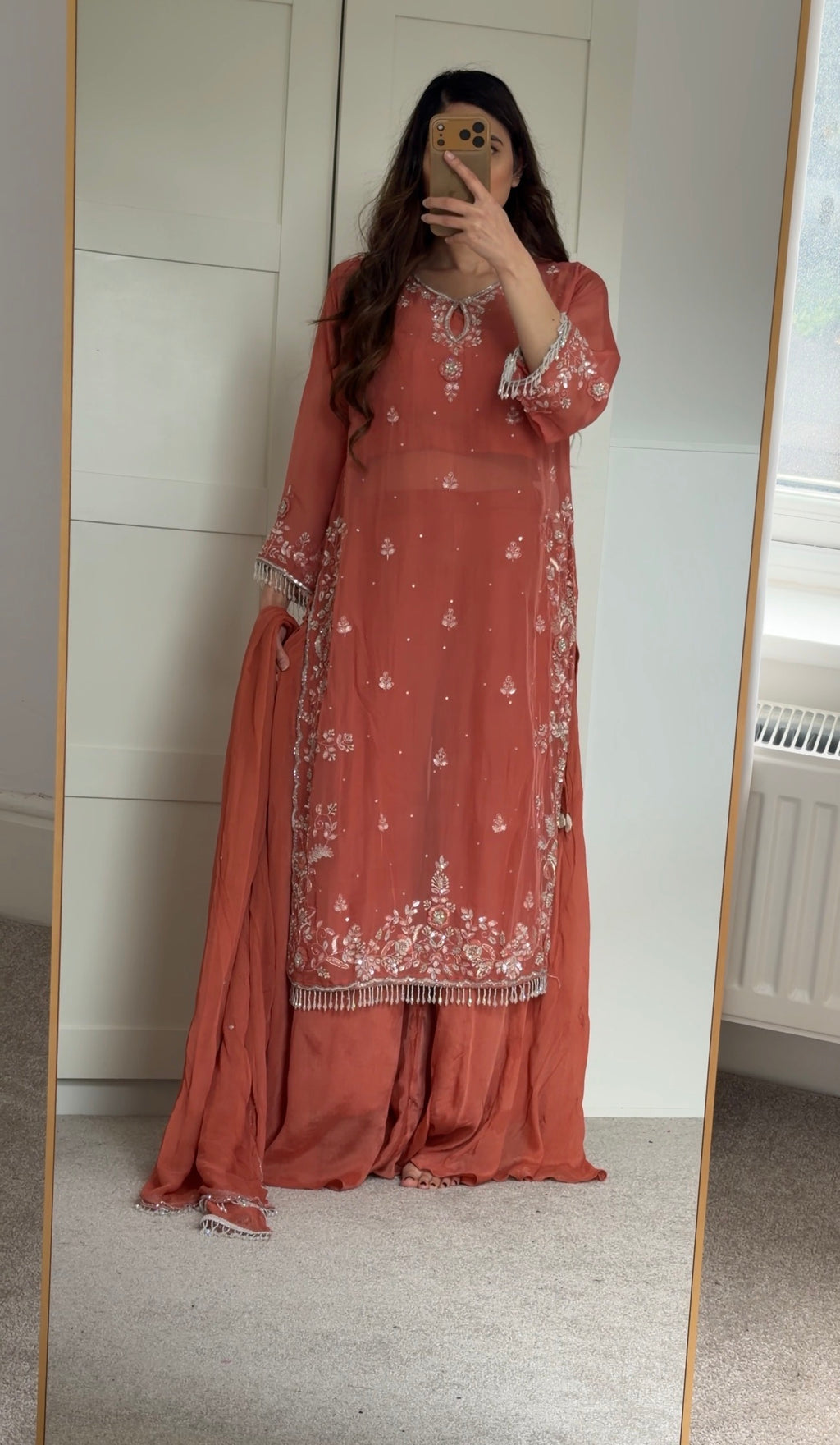 Flared Sharara with handwork Kameez