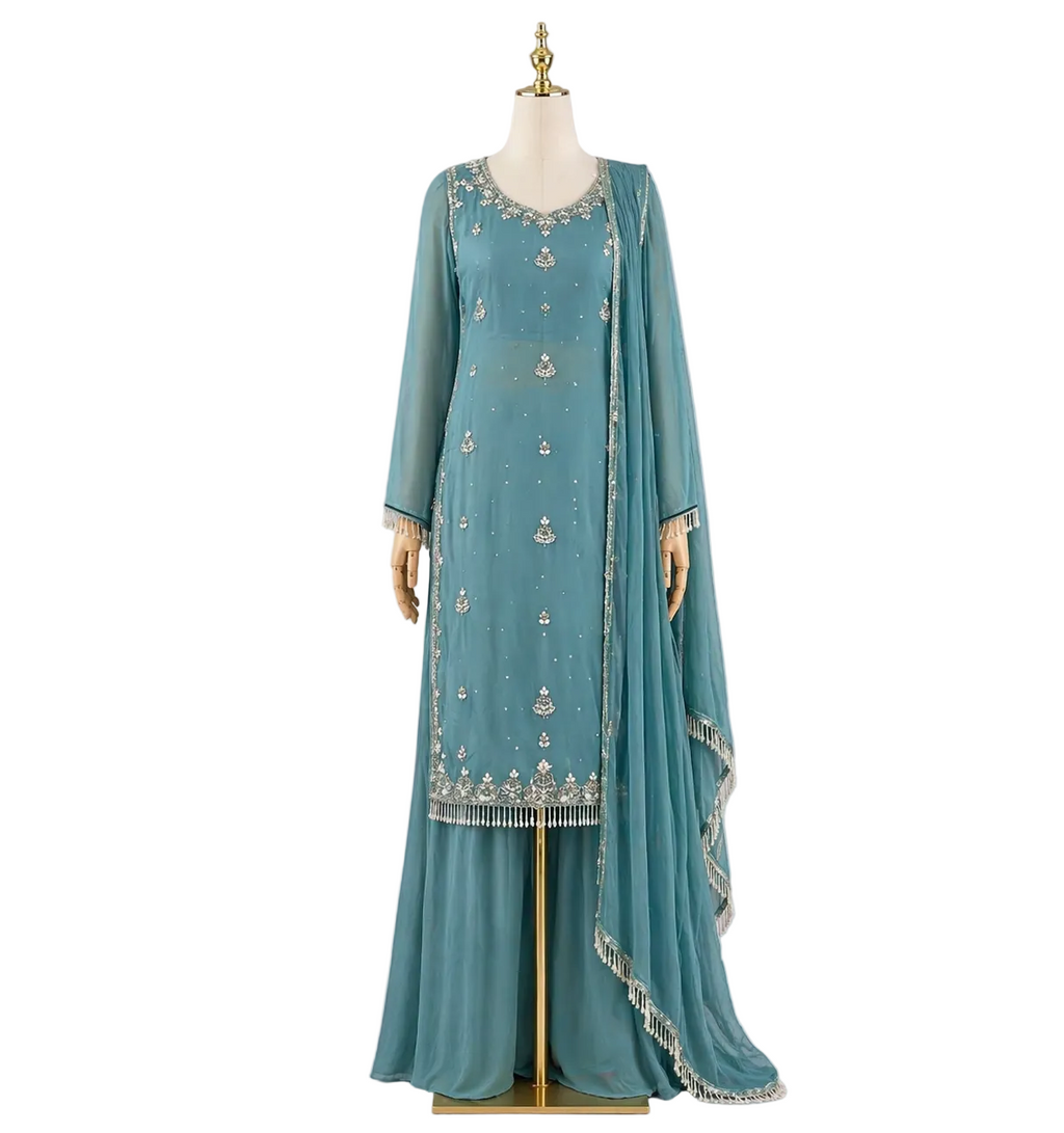 Handwork beaded kameez with palazzo