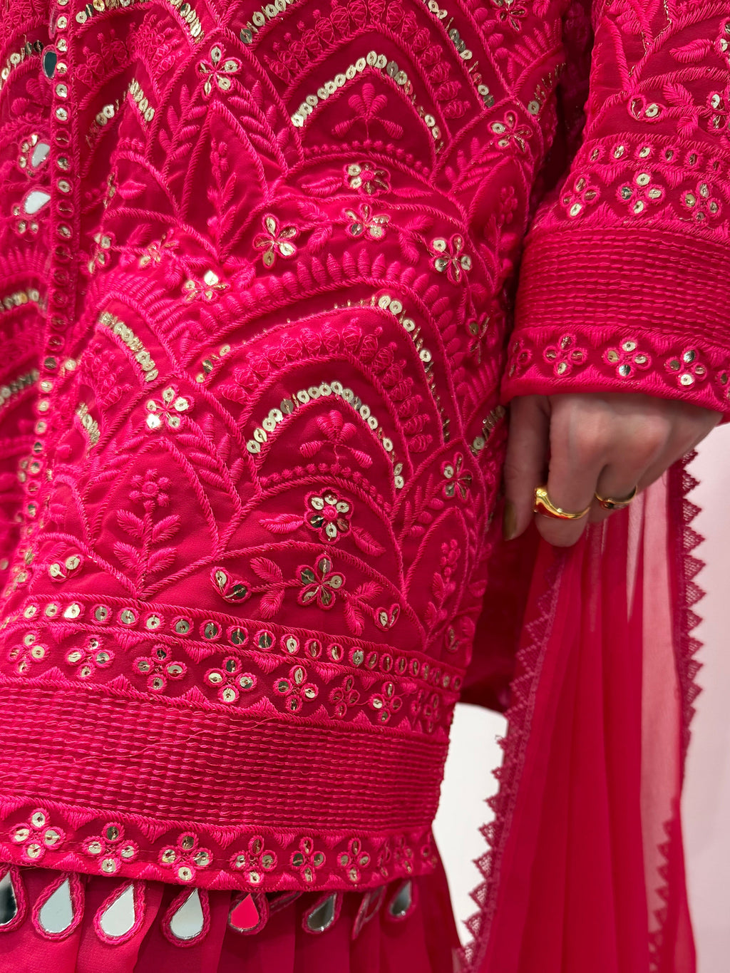 Embroidered jacket with sharara set