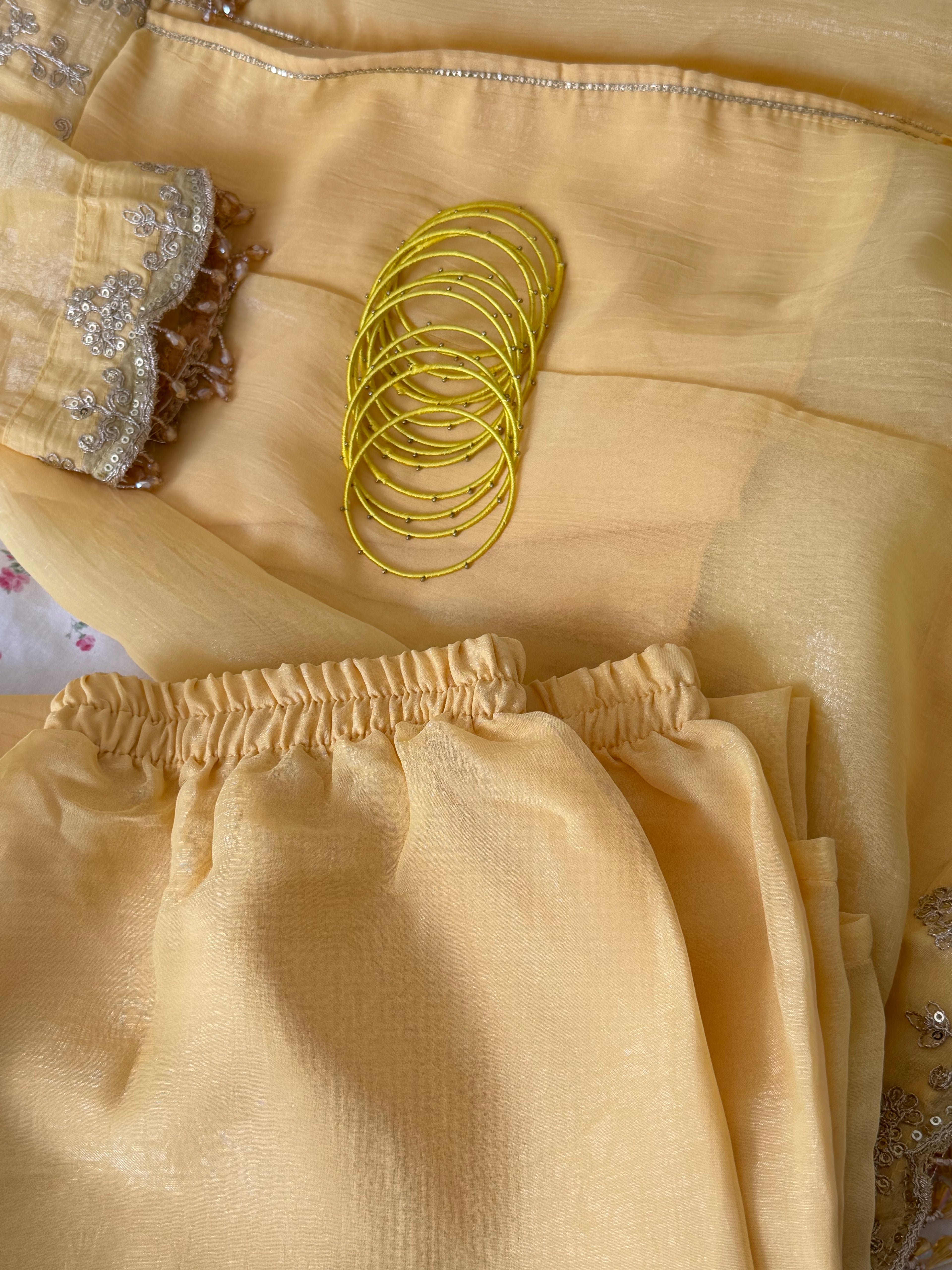 Chanda-Butter Yellow palazzo set