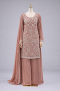 Eid collection -Beaded Kameez With Extra Flared Palazzo Dusty Pink