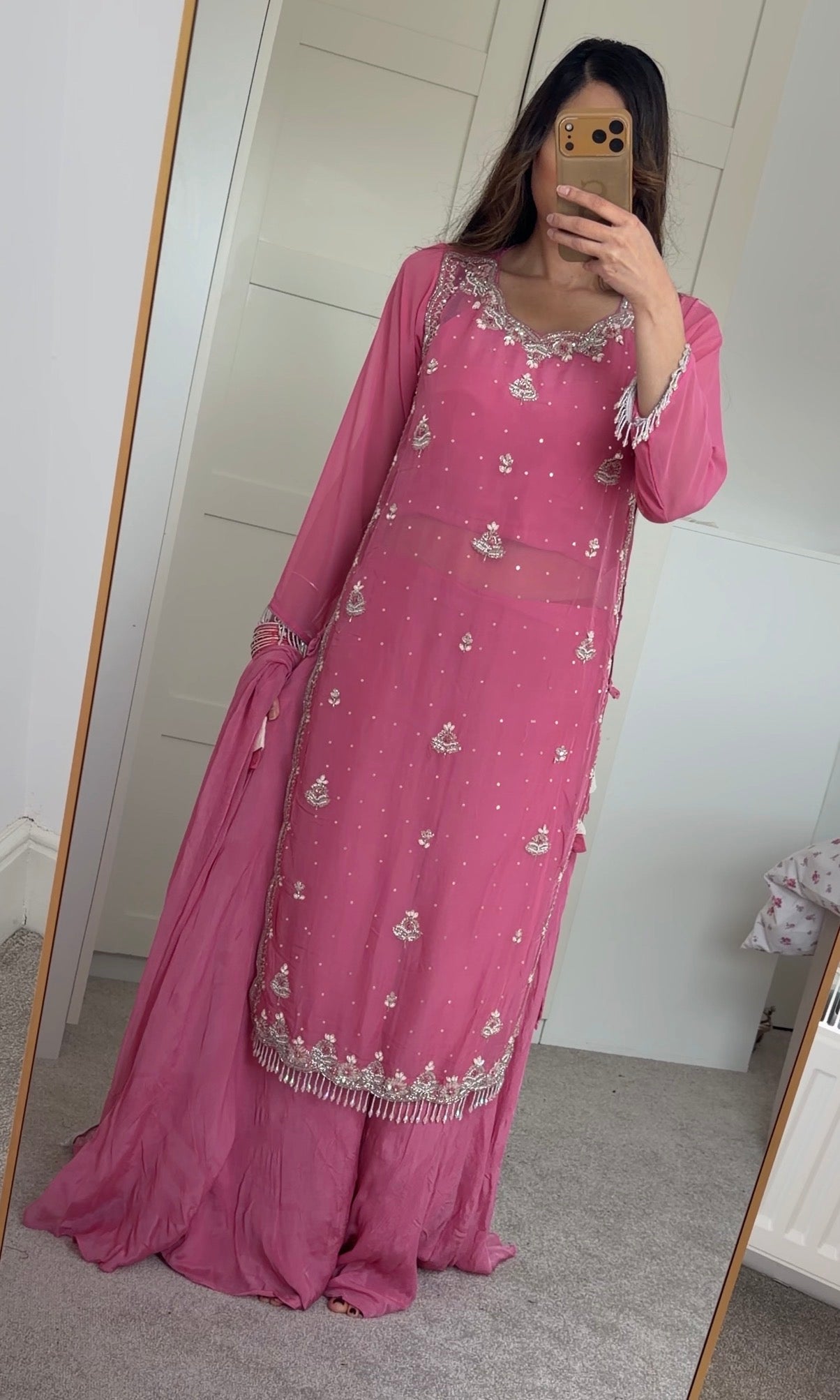 Handwork kameez with palazzo set