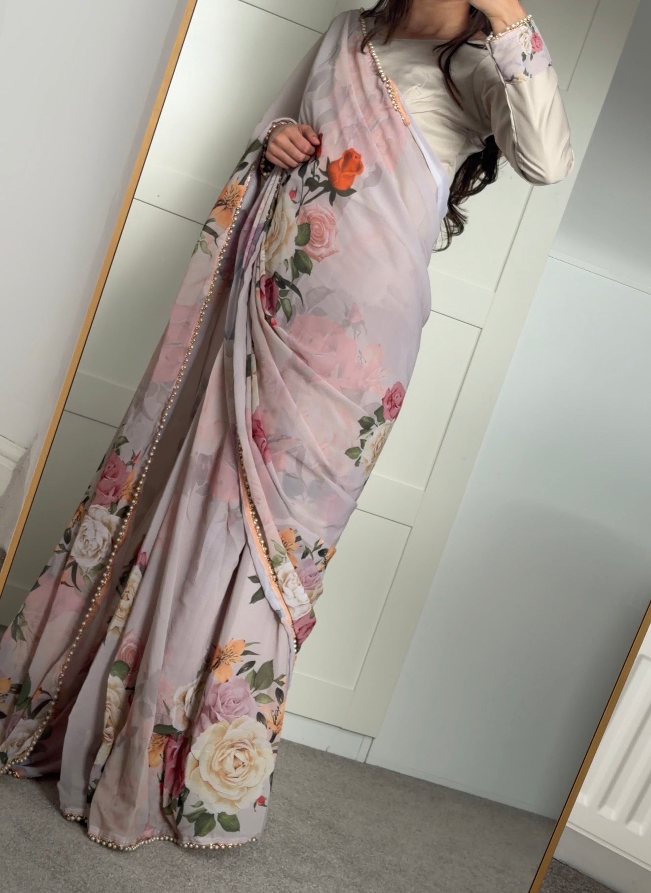💐Saira💐-Vintage Floral Ready To Wear Saree