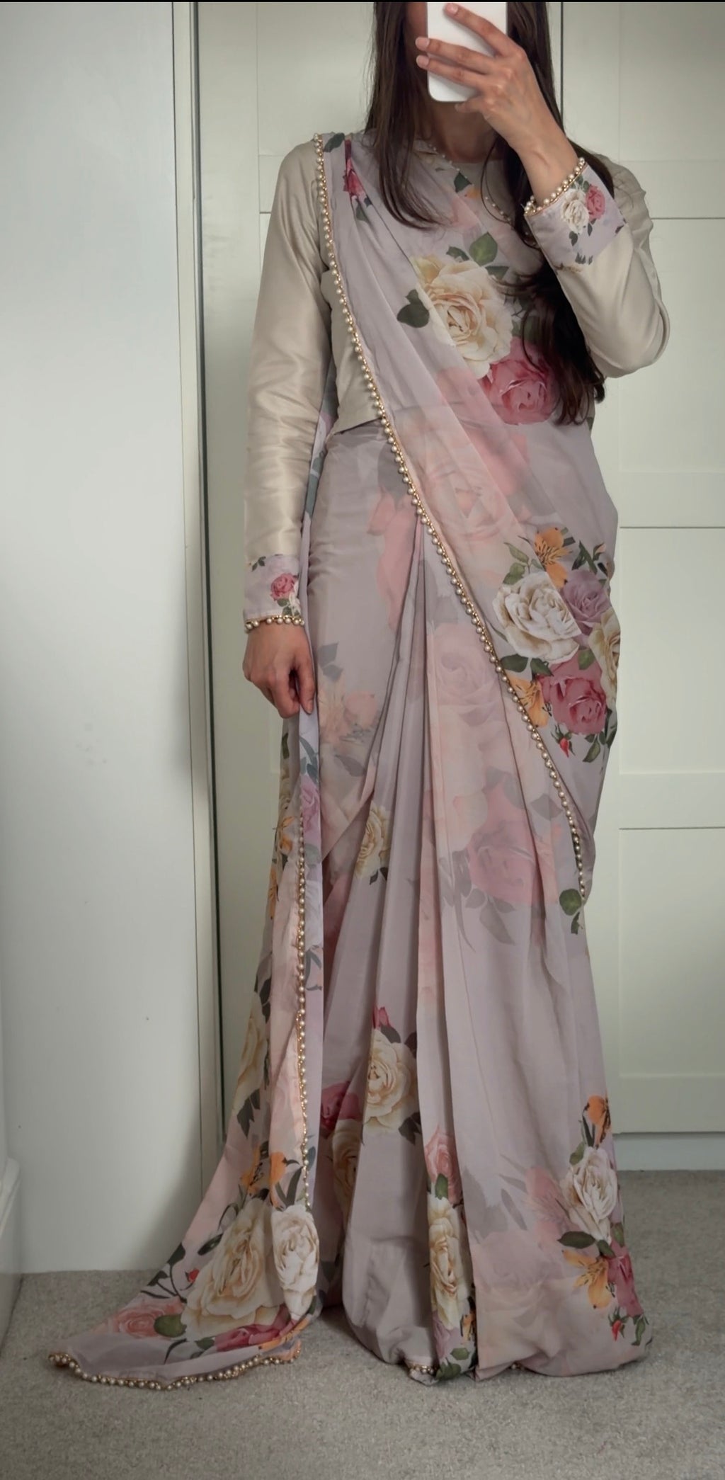 💐Saira💐-Vintage Floral Ready To Wear Saree