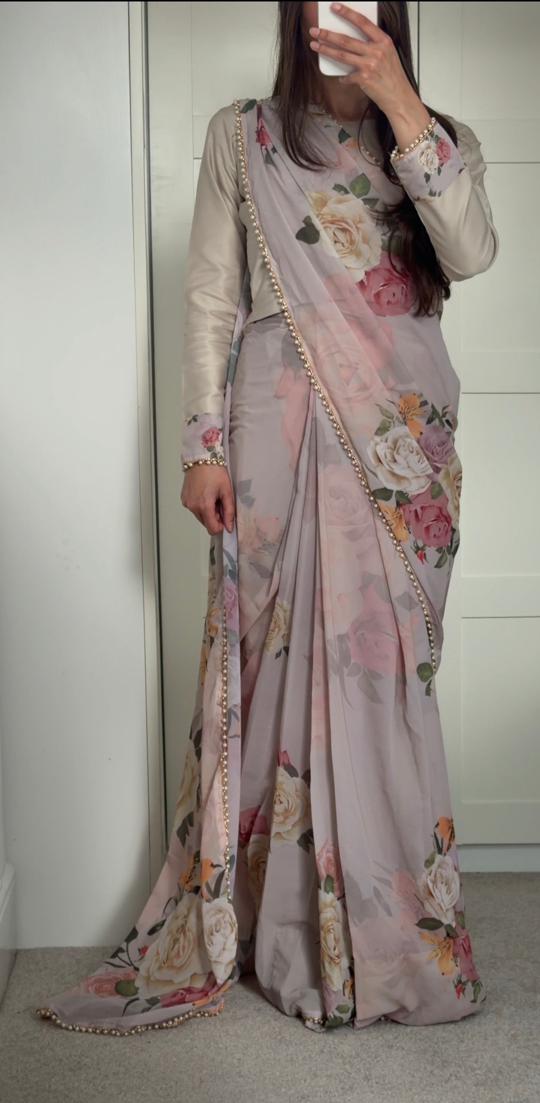 💐Saira💐-Vintage Floral Ready To Wear Saree