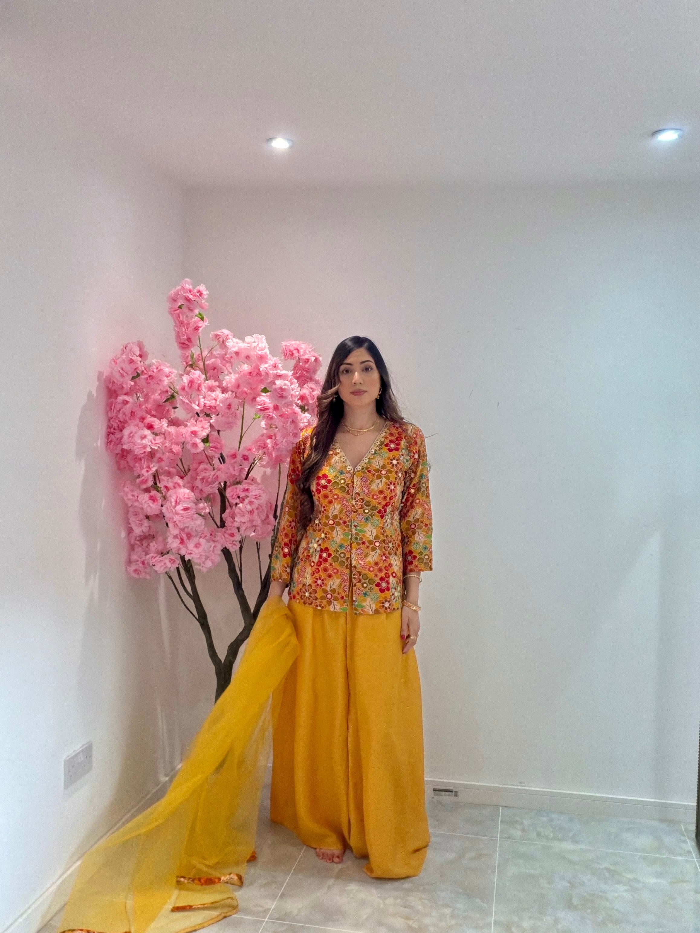 Jacket style Floral palazzo set