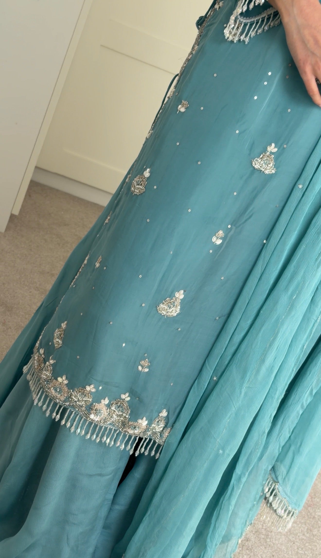 Handwork beaded kameez with palazzo