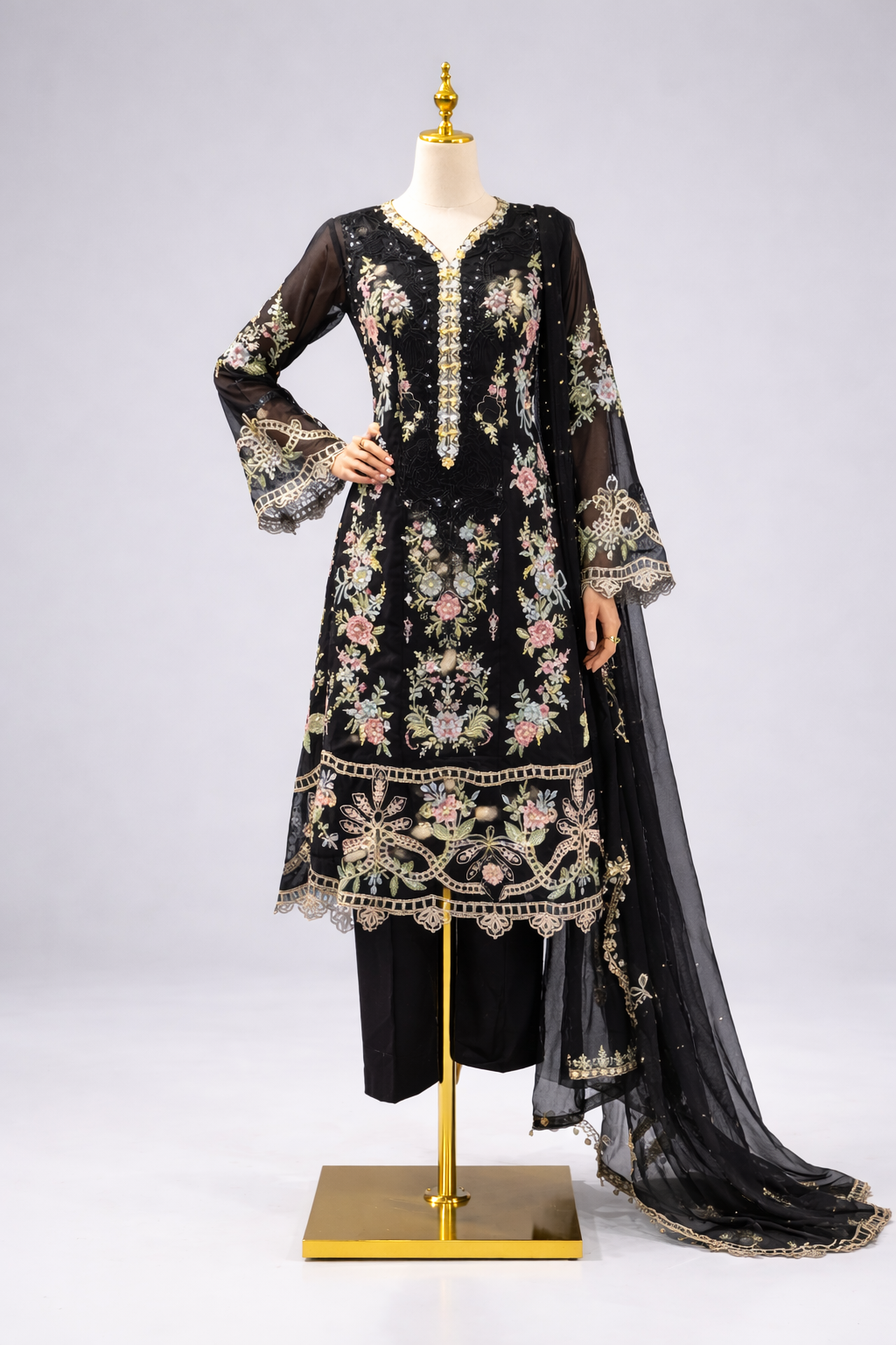 Chiffon Khartli embroidery