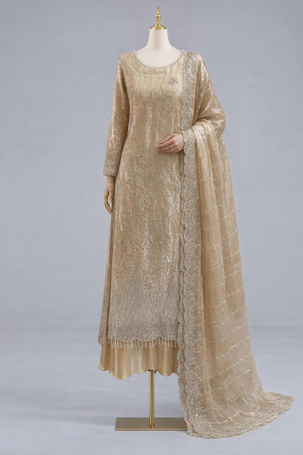 Fiza champagne Extra flared sharara