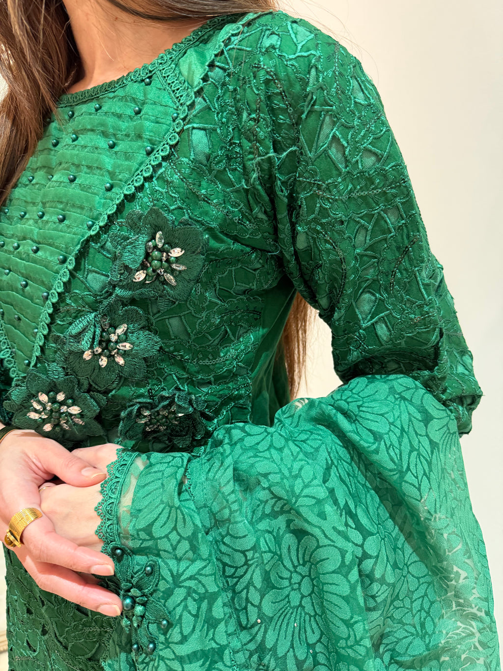 Emerald Green cutwork suit