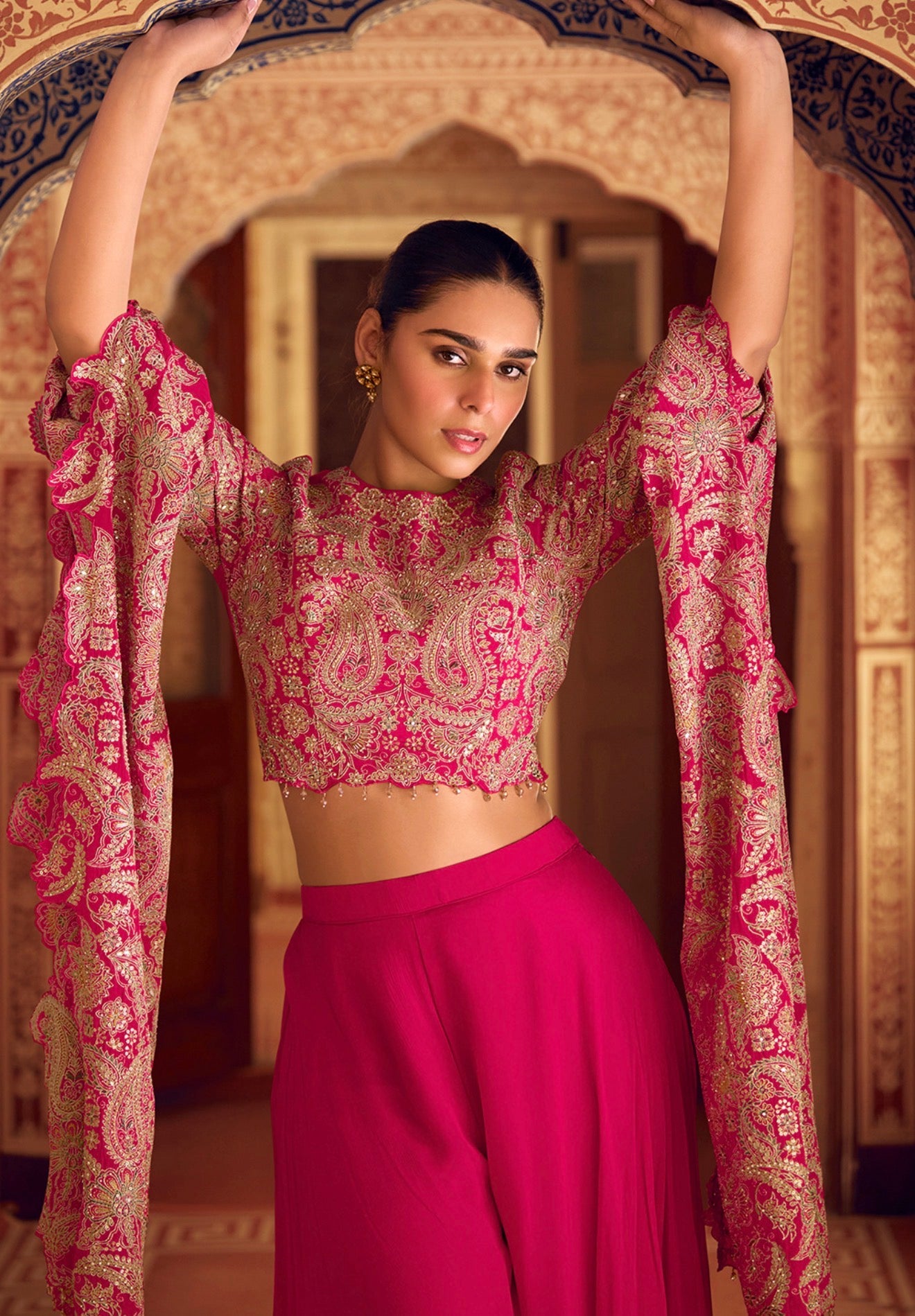 Zari Embroidery palazzo indo-Western set