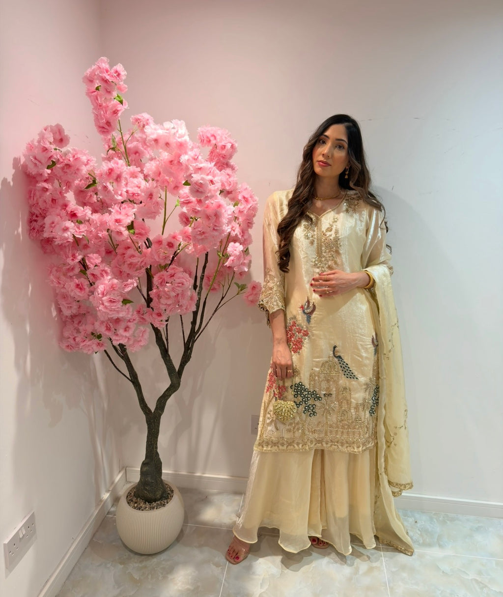 Ivory Noor -Hand Embellishment sharara set