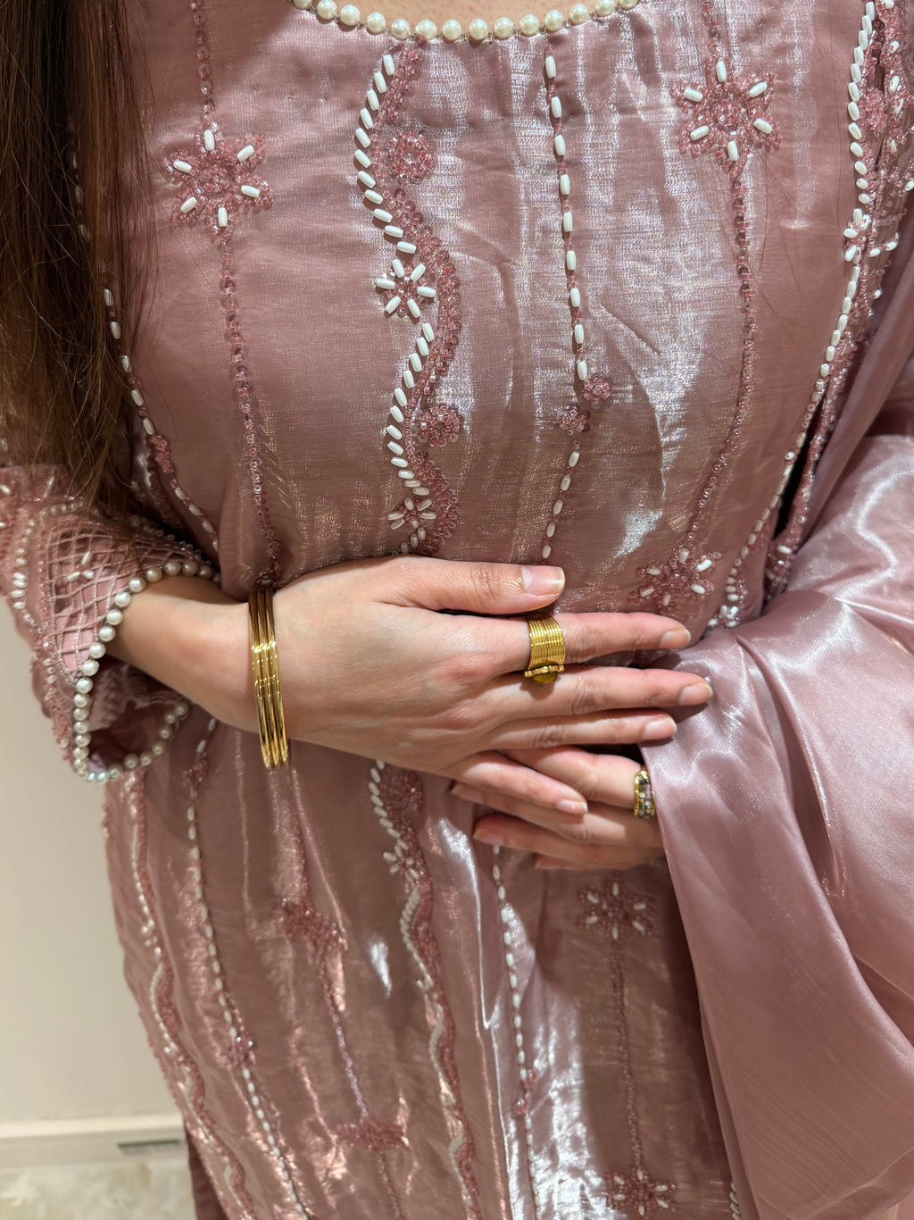 Saira- Beaded Kameez with capri Trousers