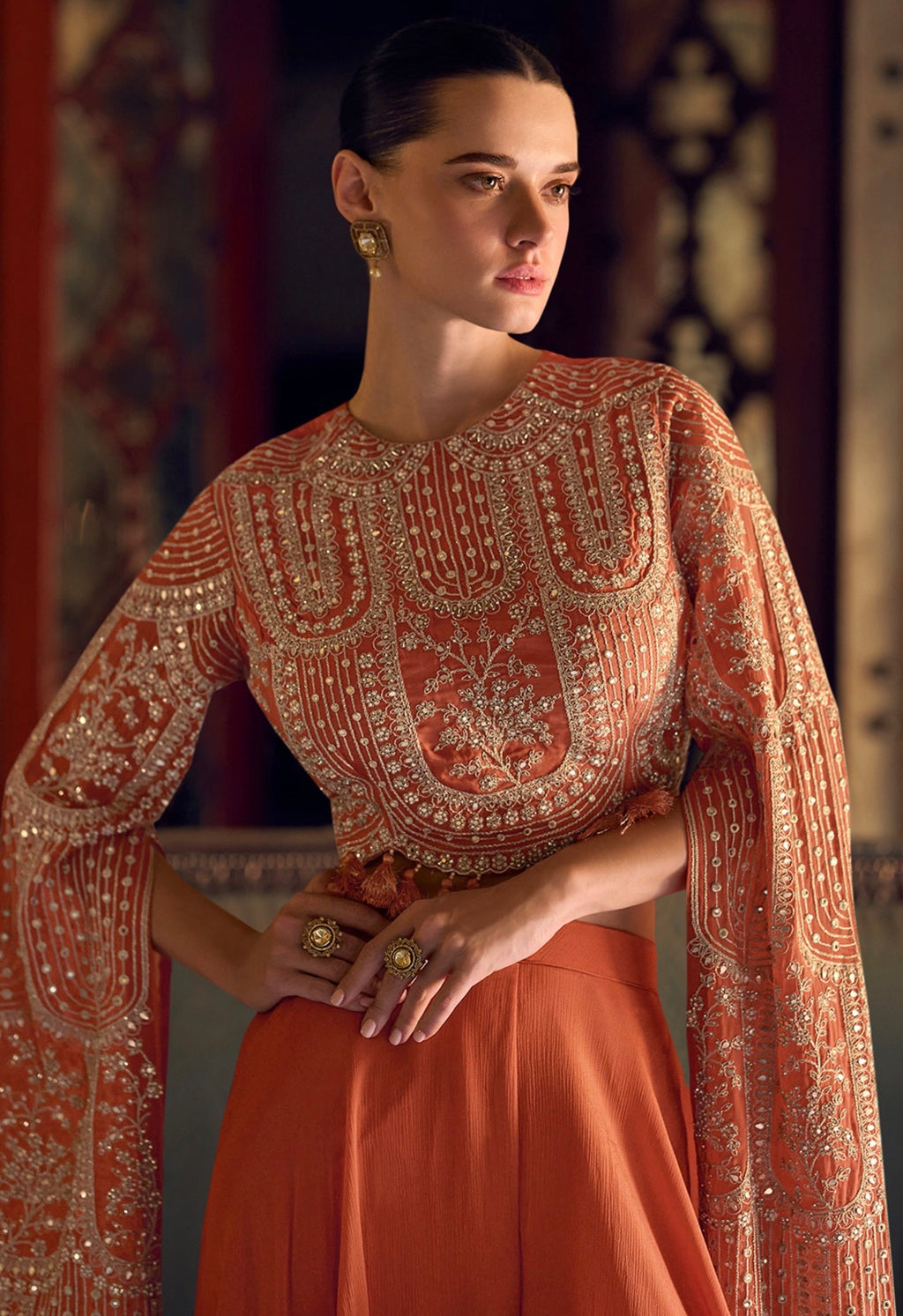 Zari Embroidery Indo western palazzo set
