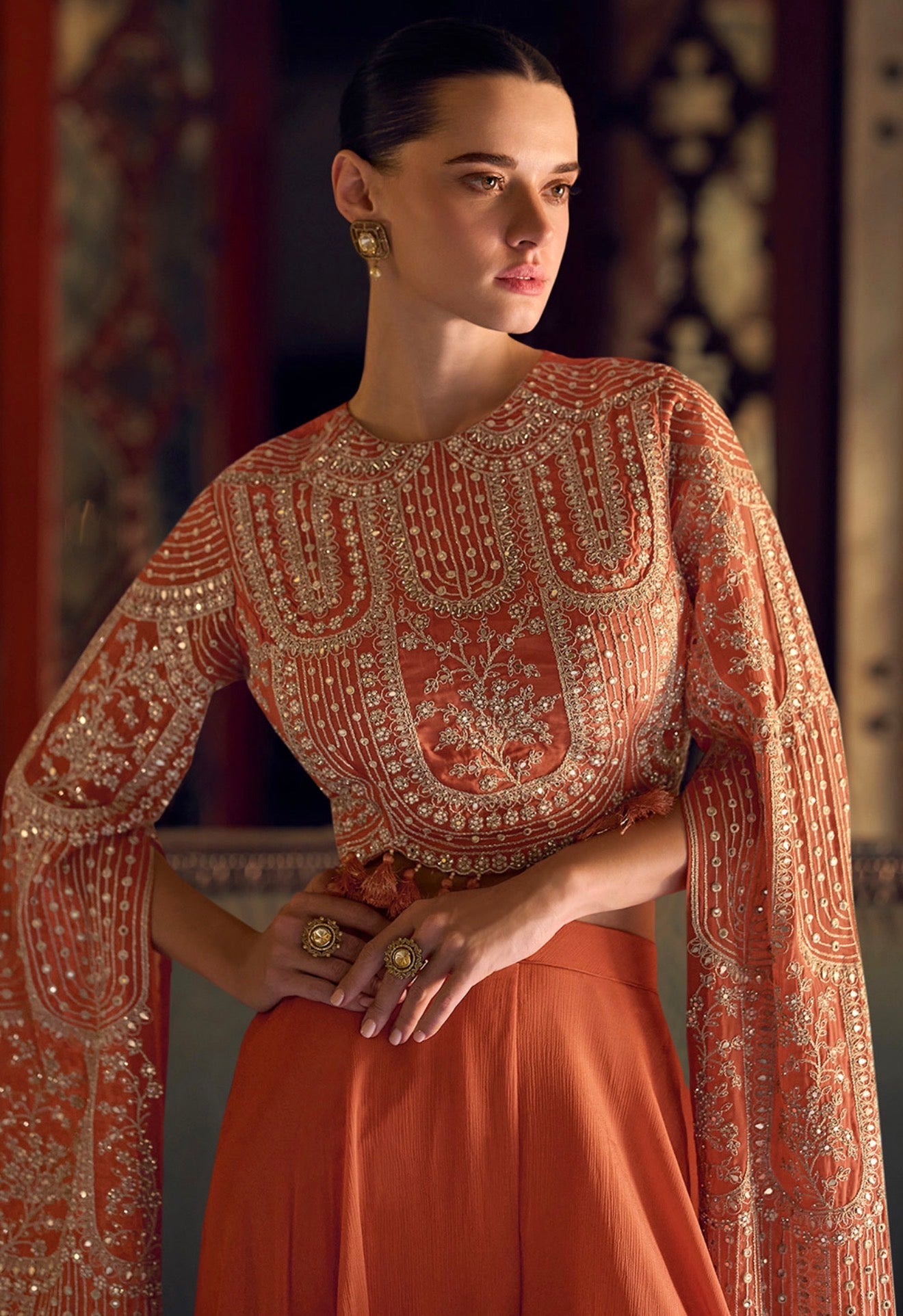 Zari Embroidery Indo western palazzo set