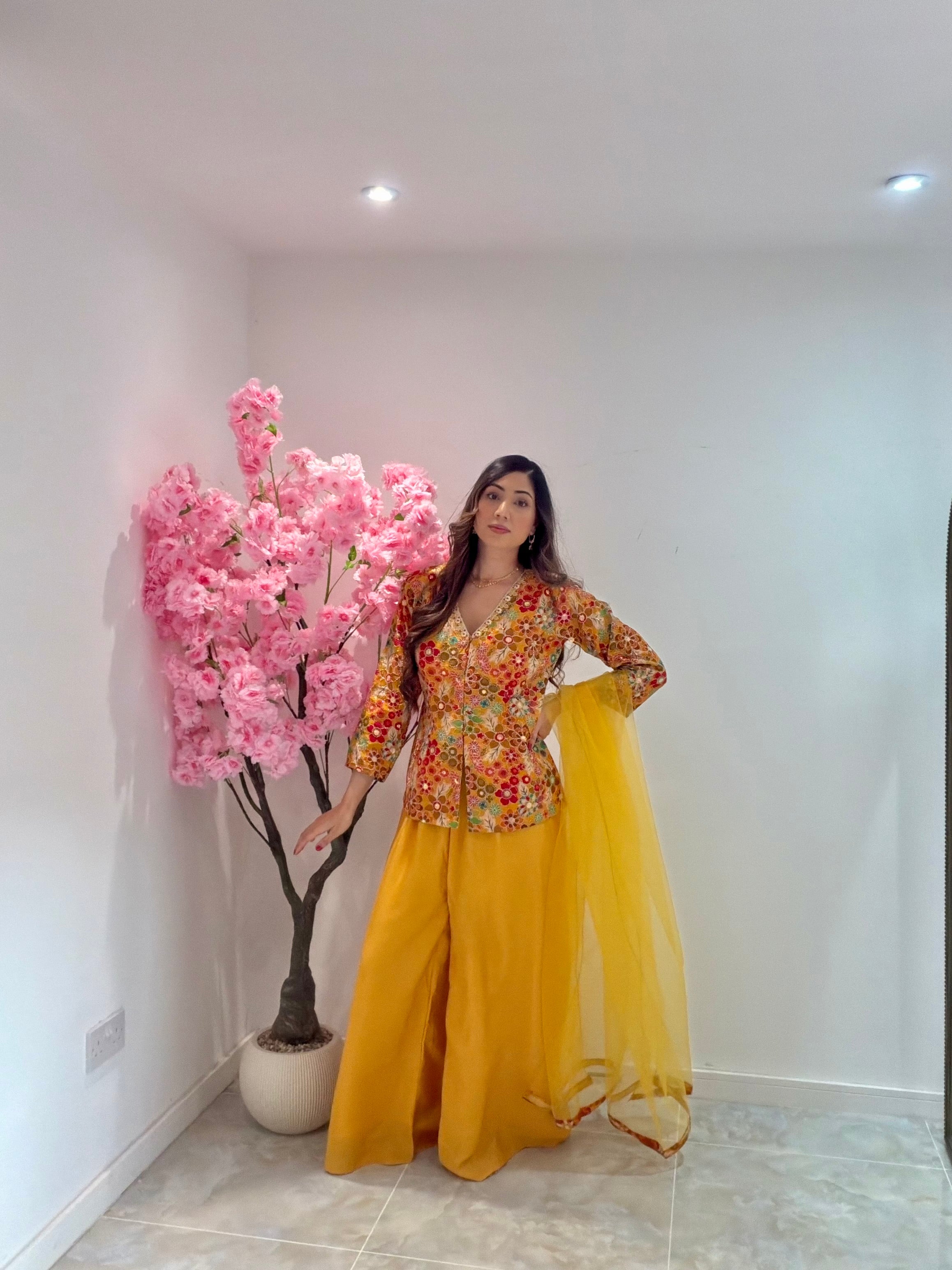 Jacket style Floral palazzo set