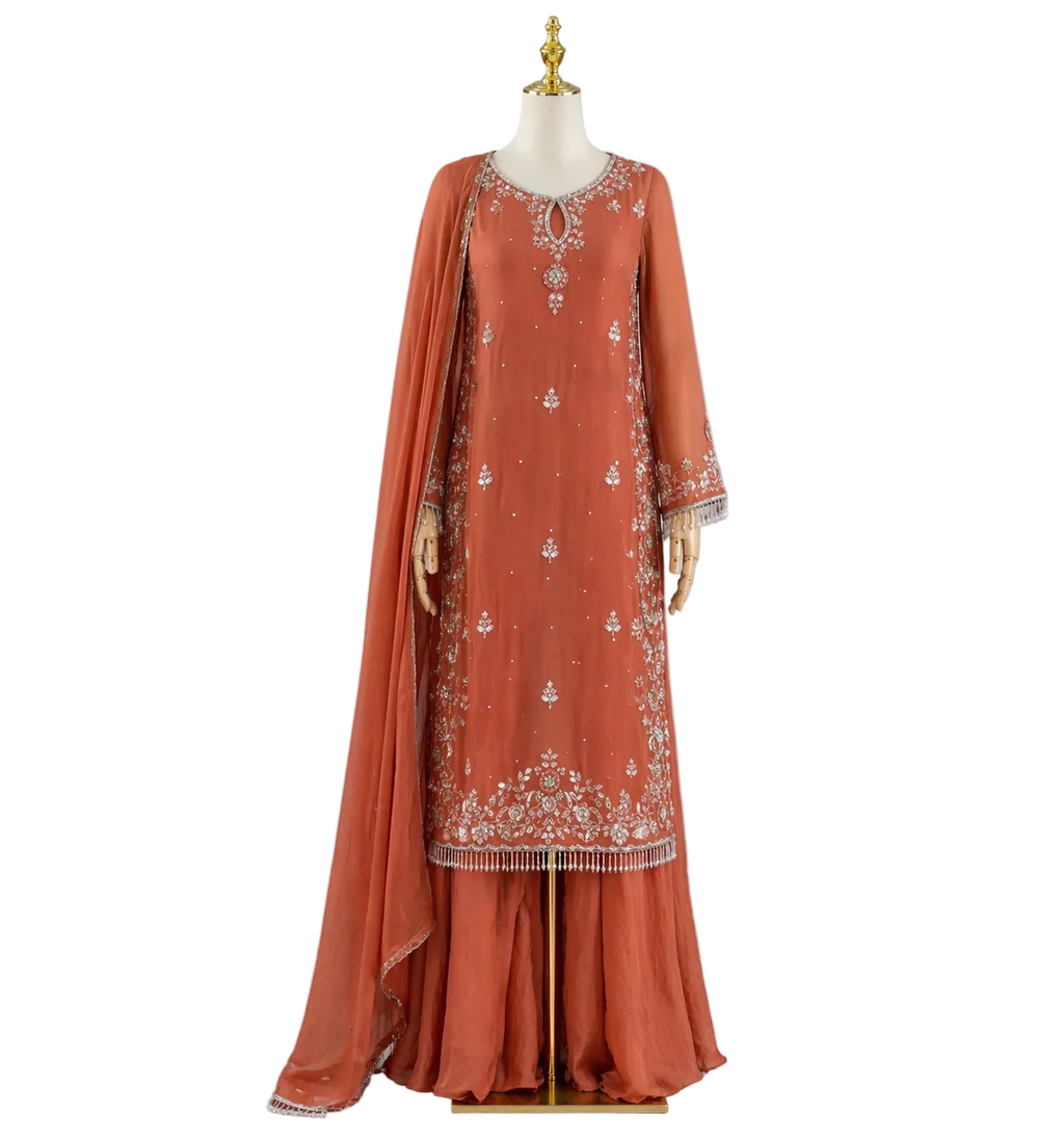 Flared Sharara with handwork Kameez