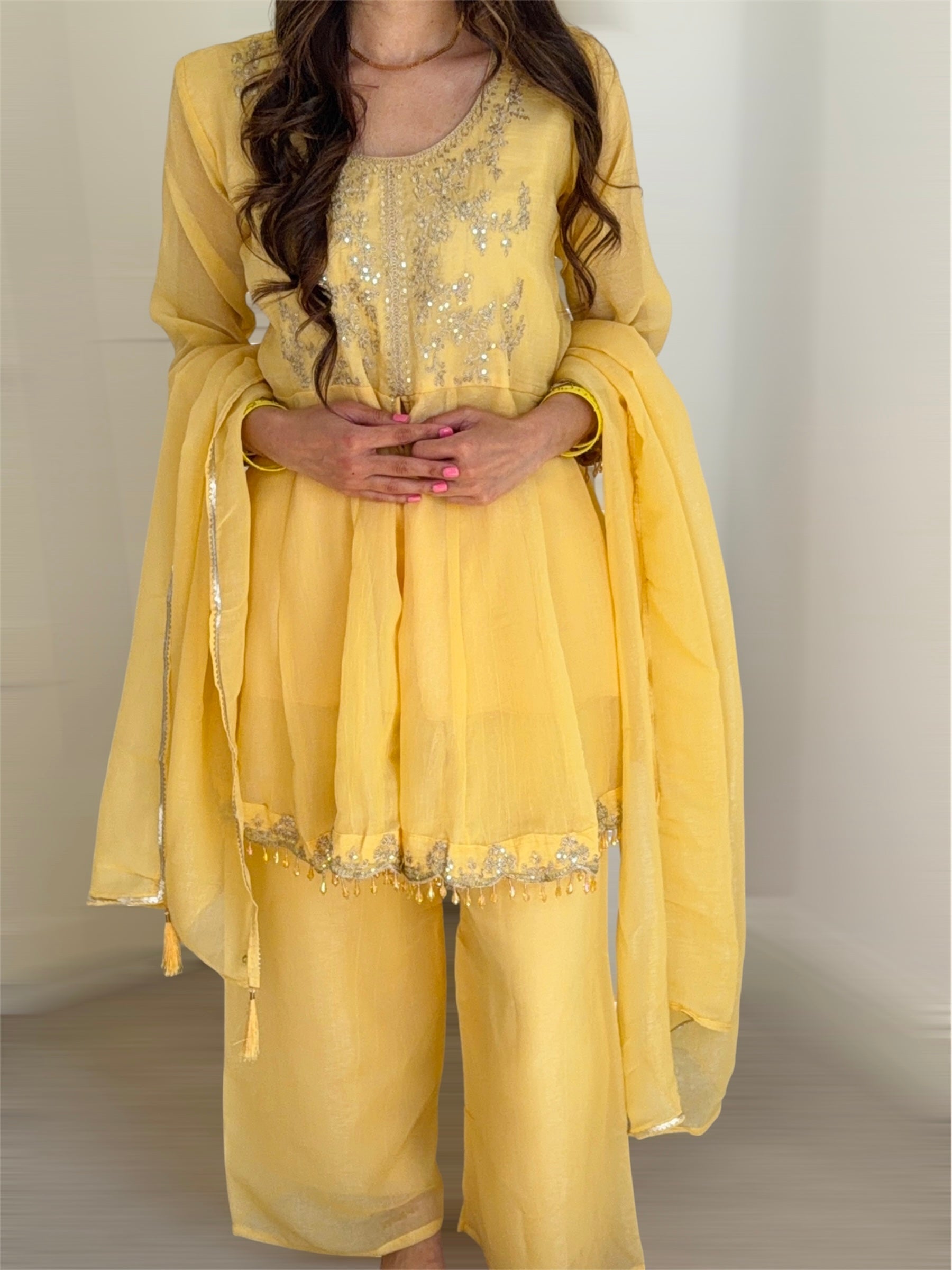 Chanda-Butter Yellow palazzo set
