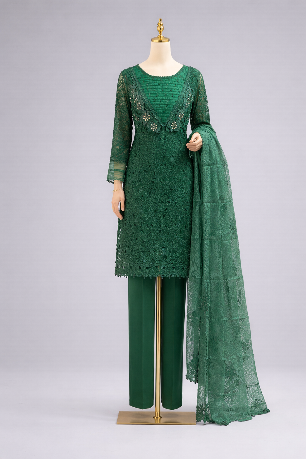 Emerald Green cutwork suit