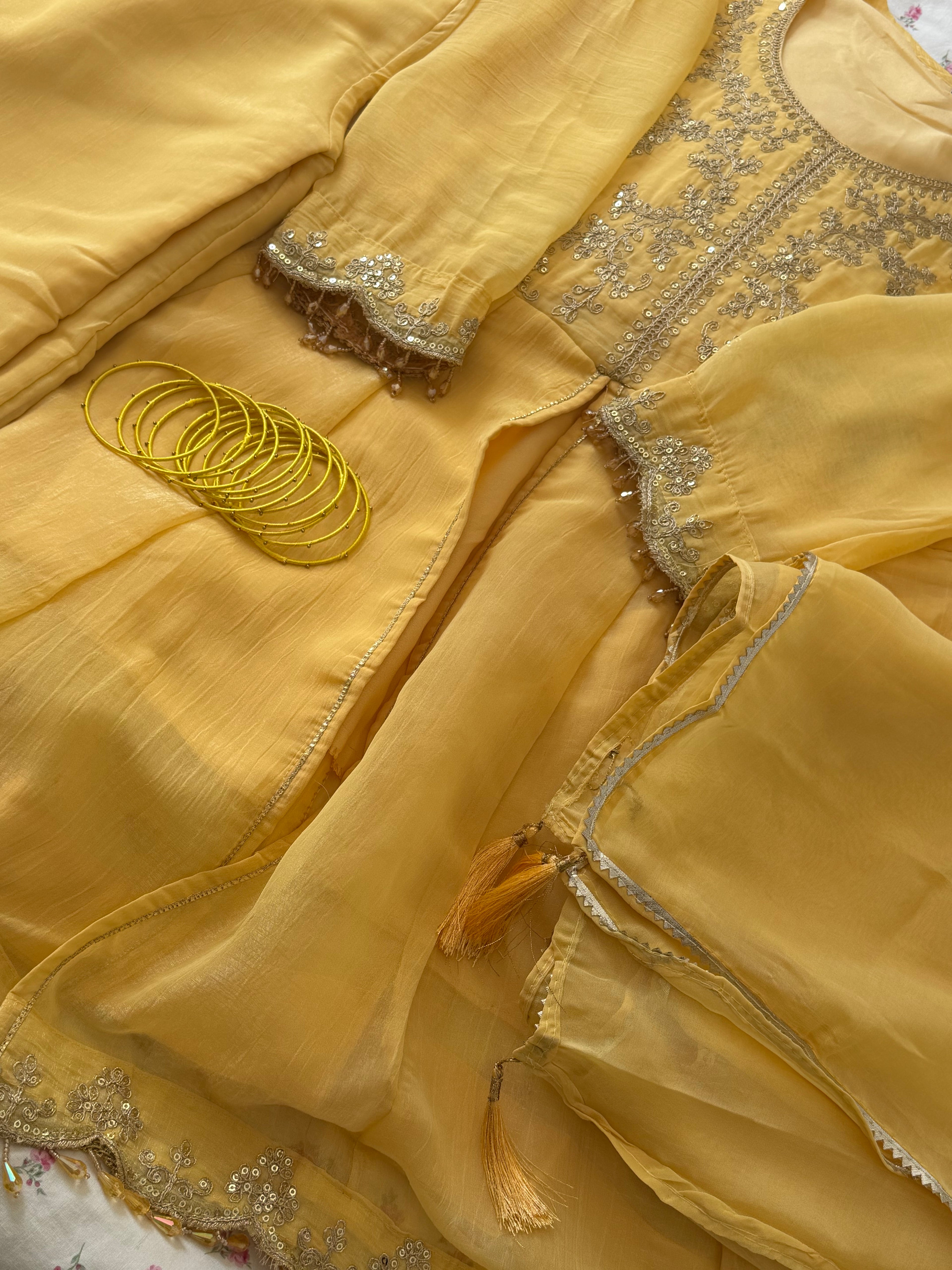 Chanda-Butter Yellow palazzo set