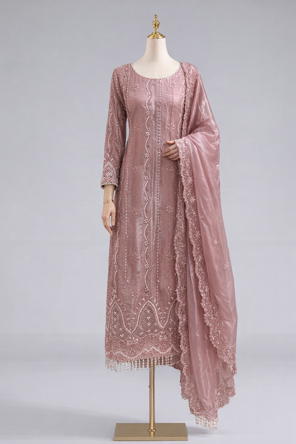 Saira- Beaded Kameez with capri Trousers