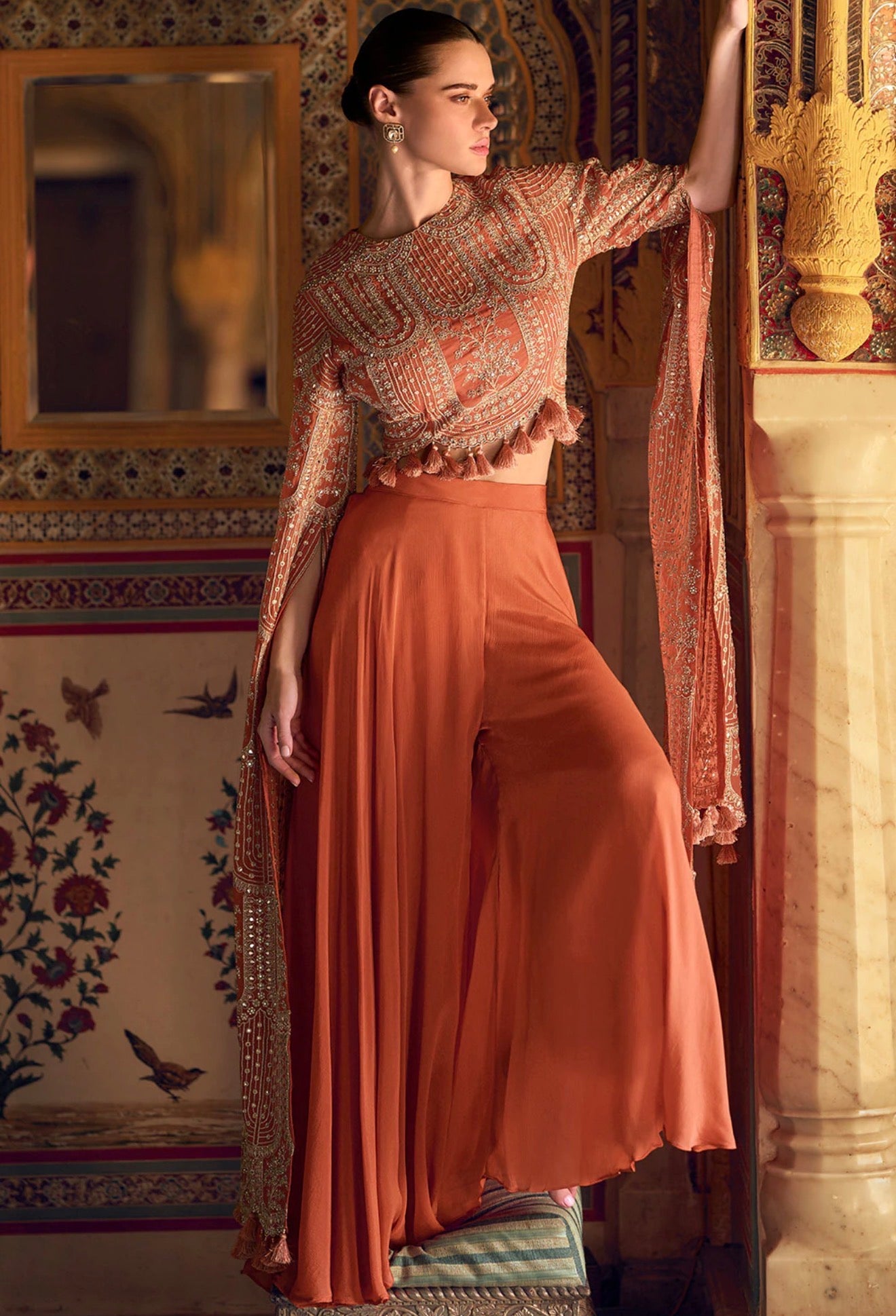 Zari Embroidery Indo western palazzo set