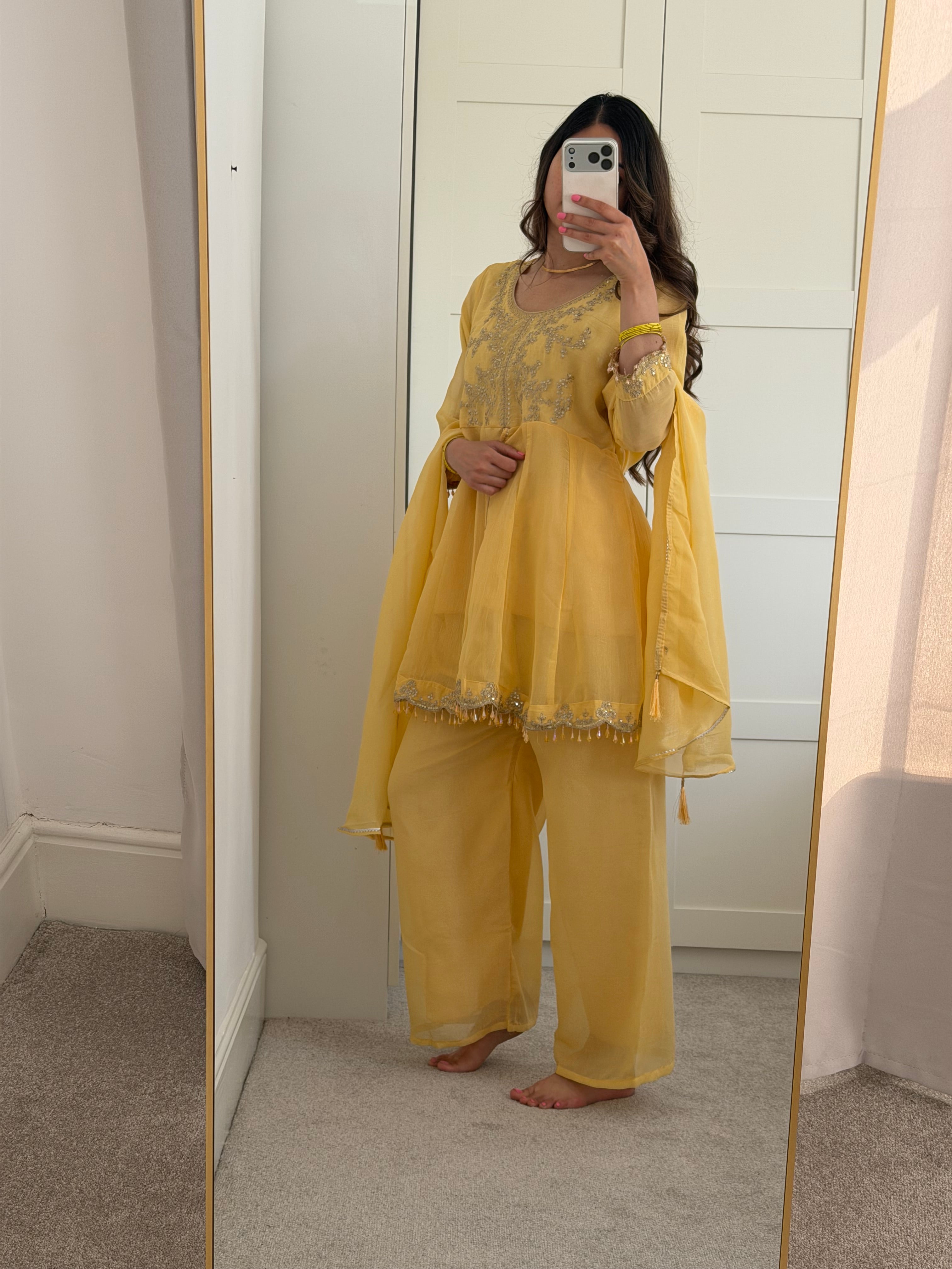 Chanda-Butter Yellow palazzo set