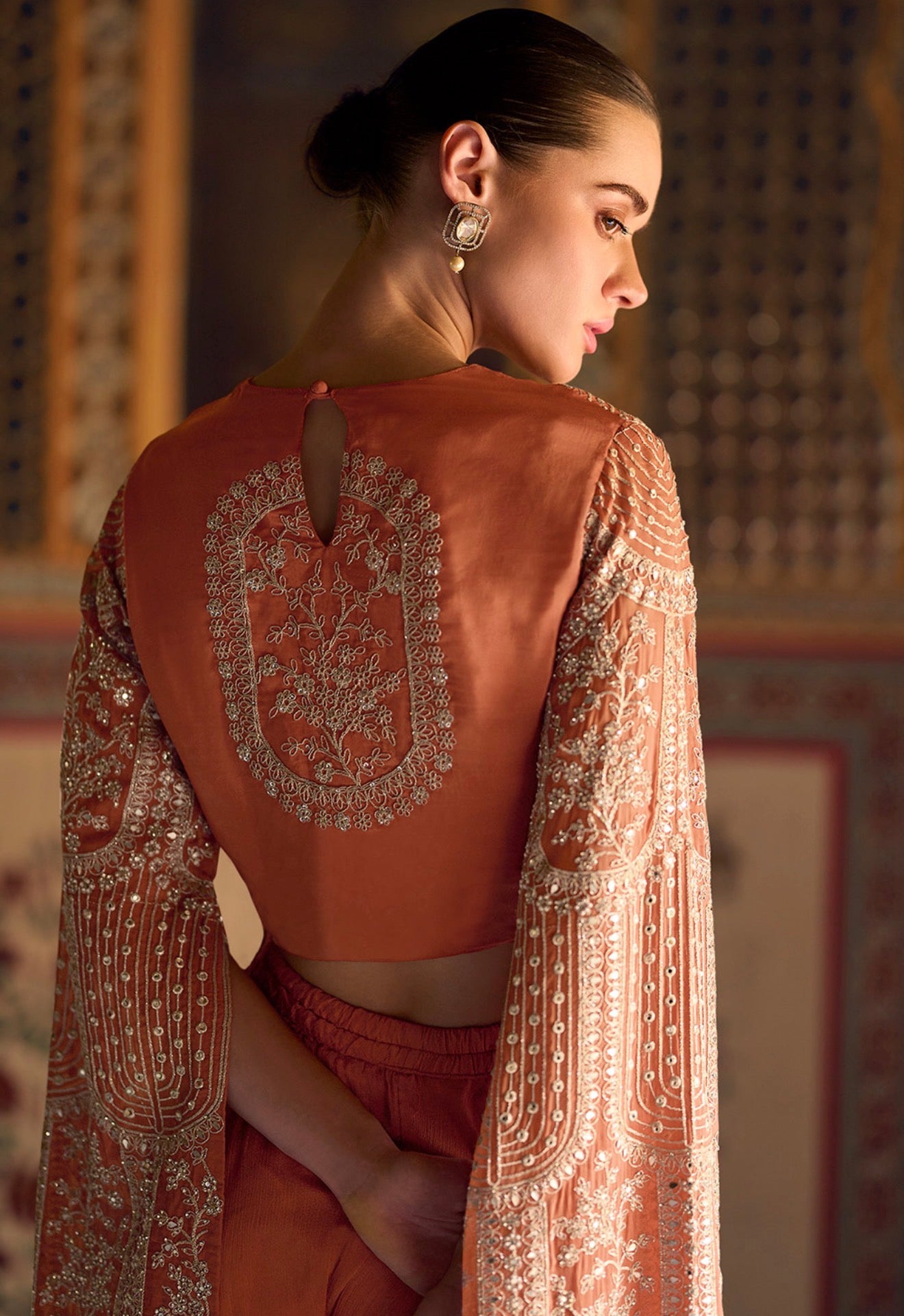 Zari Embroidery Indo western palazzo set