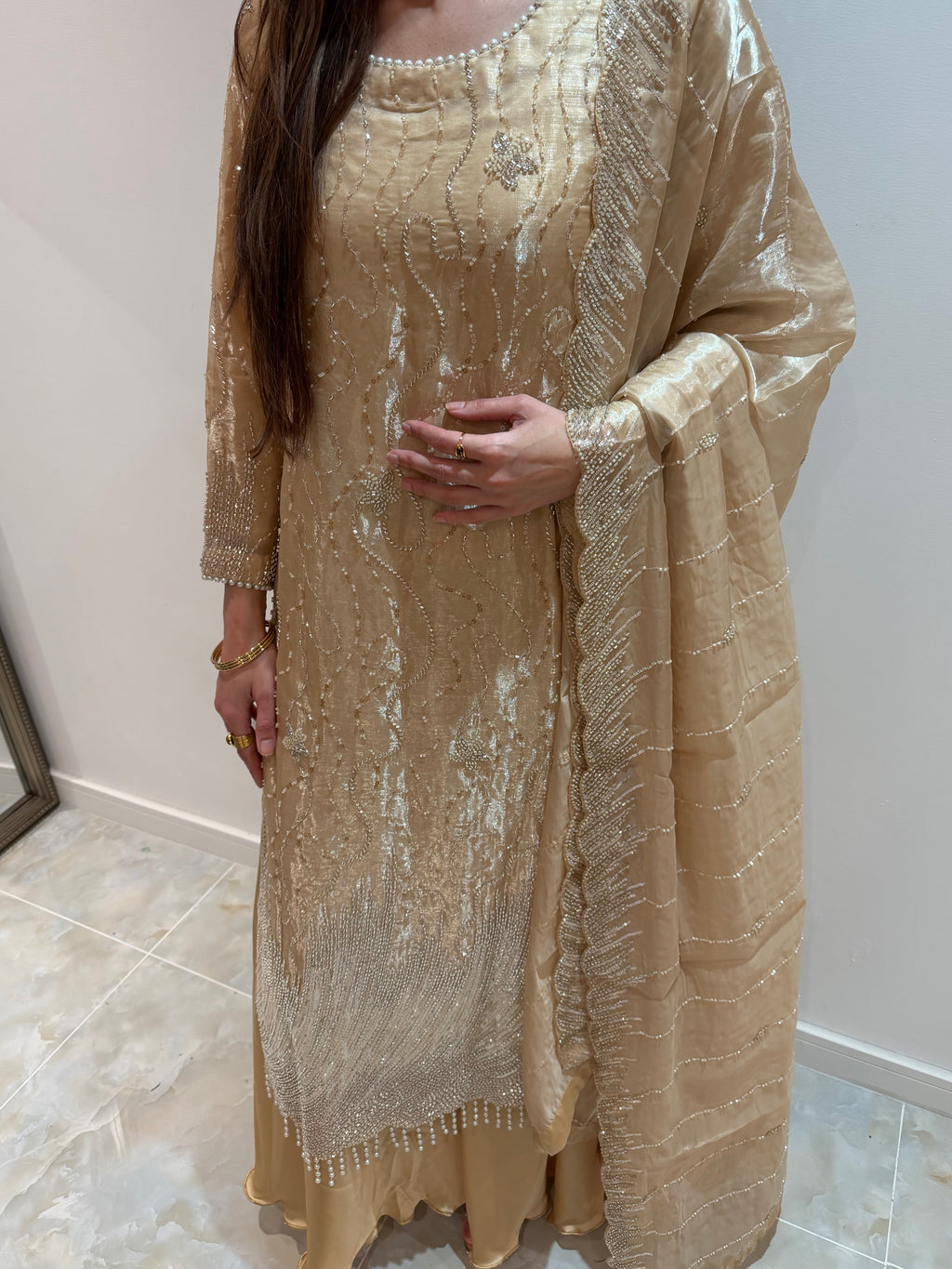 Fiza champagne Extra flared sharara