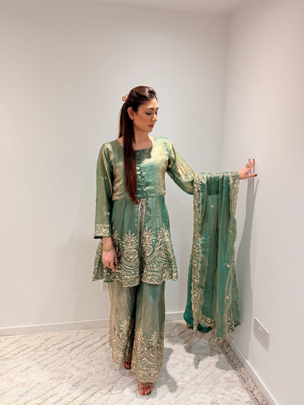 Satin silk Sharara set