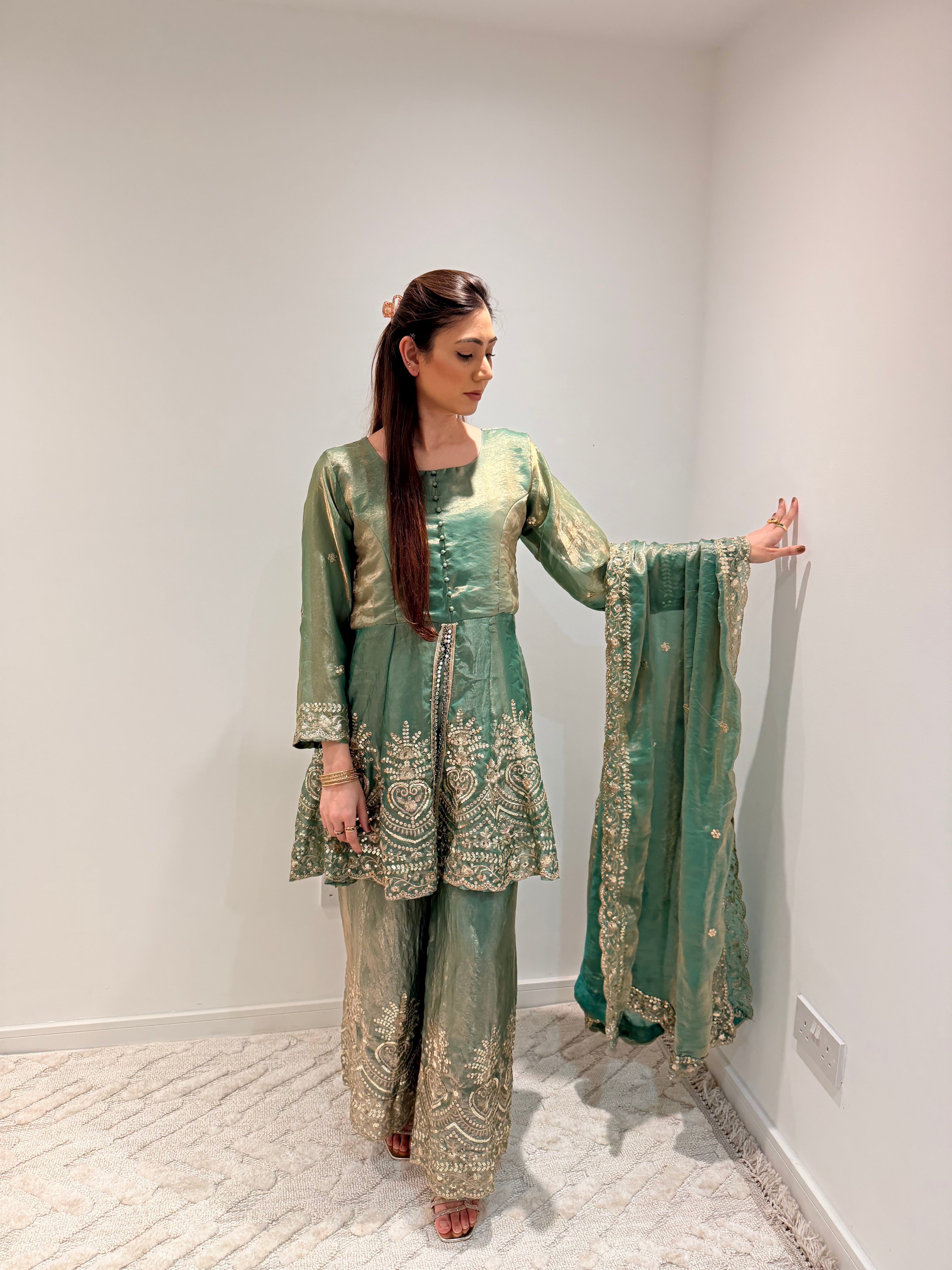 Satin silk Sharara set