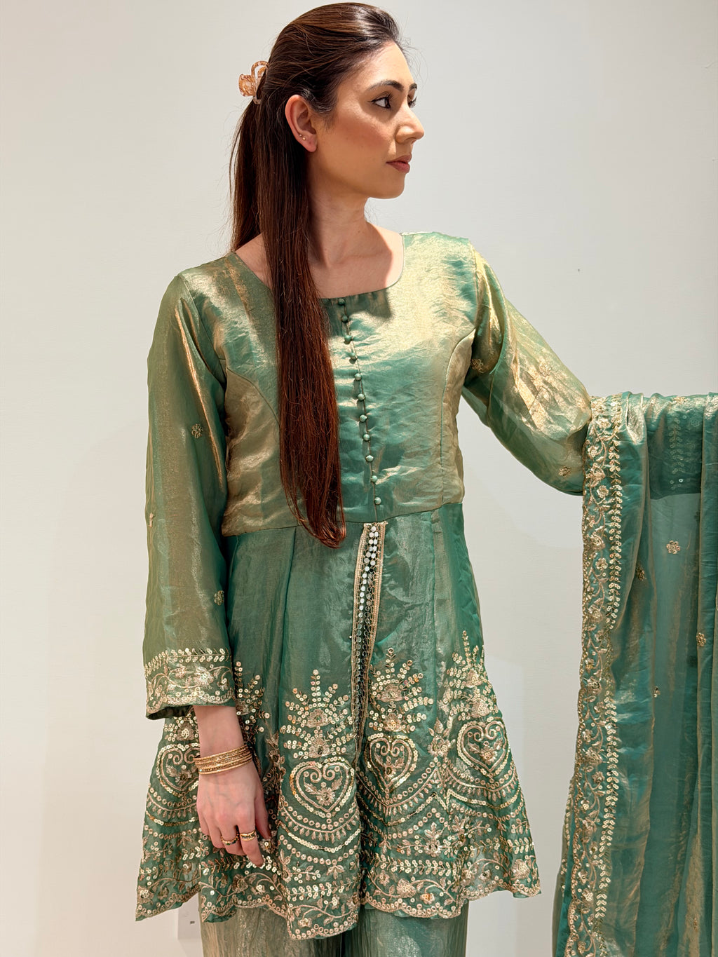 Satin silk Sharara set