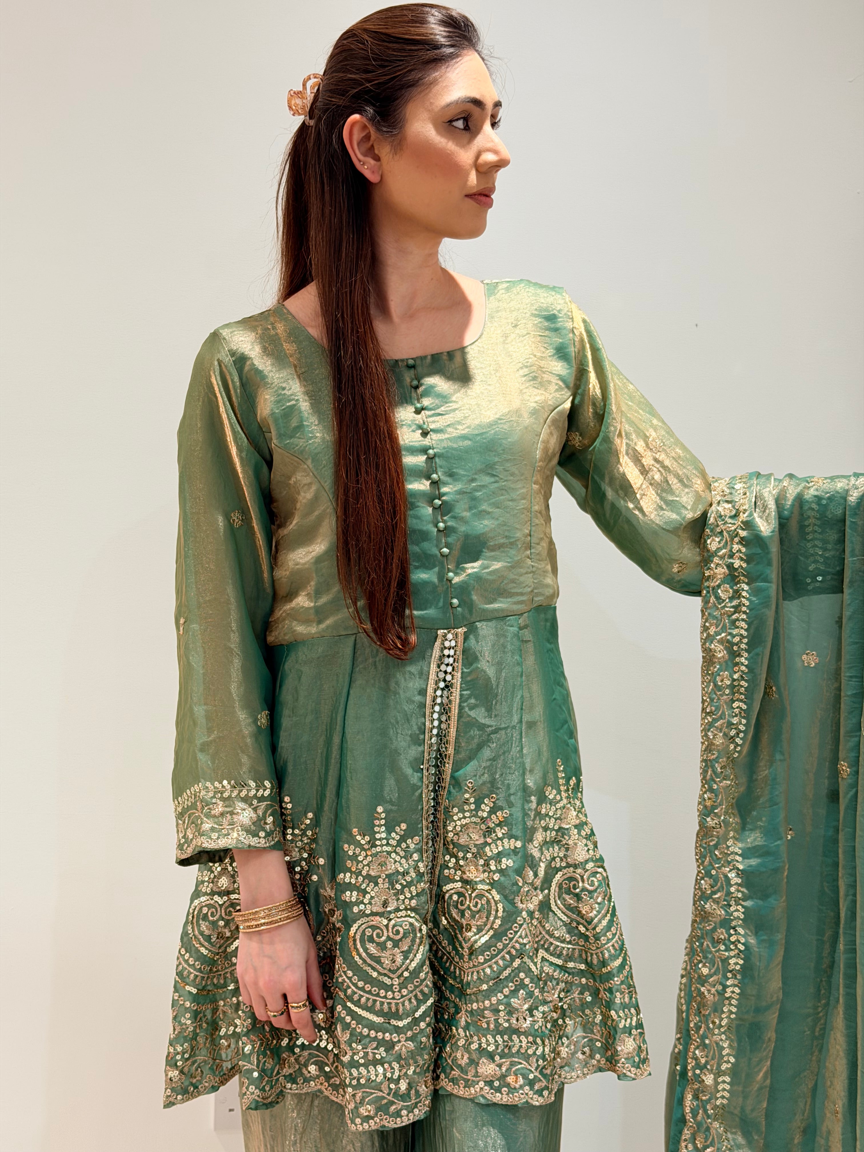 Satin silk Sharara set