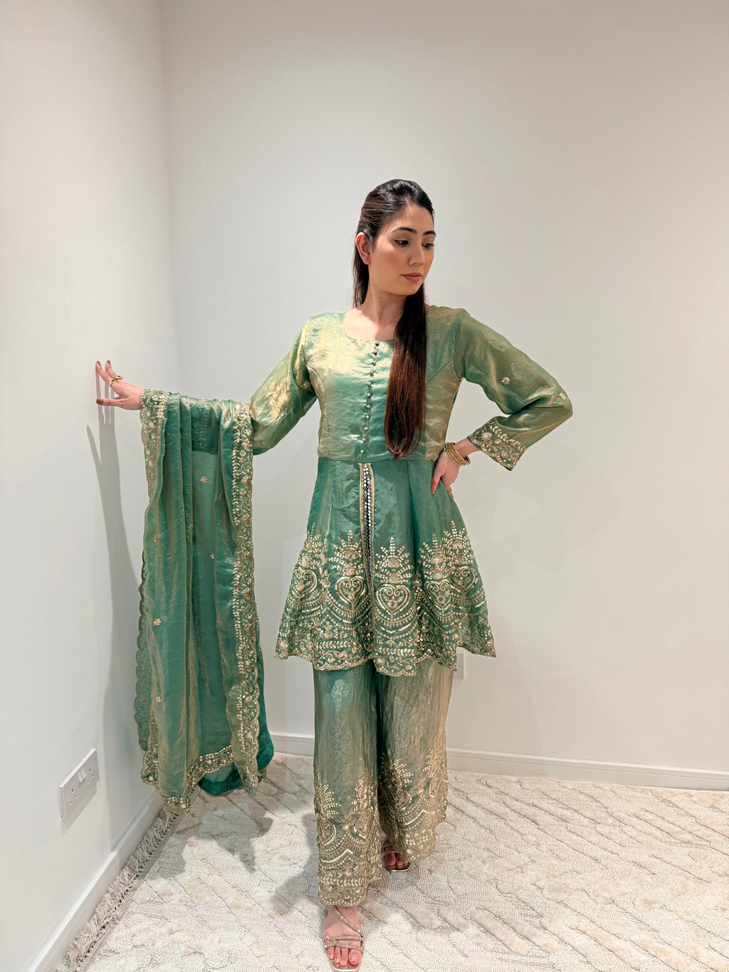 Satin silk Sharara set
