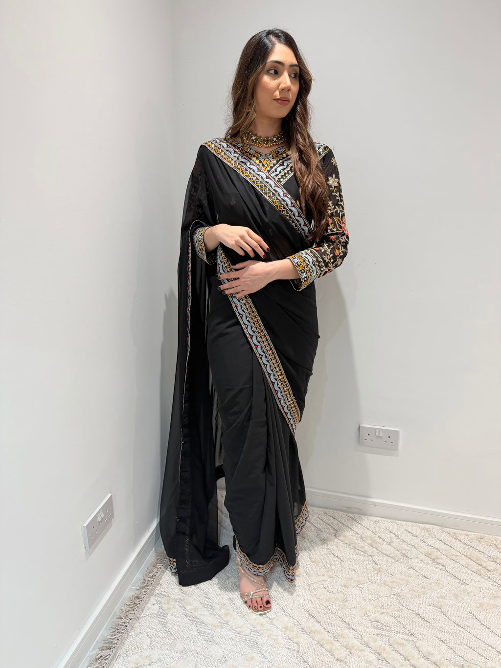 Embroidered Floral ready to wear Saree
