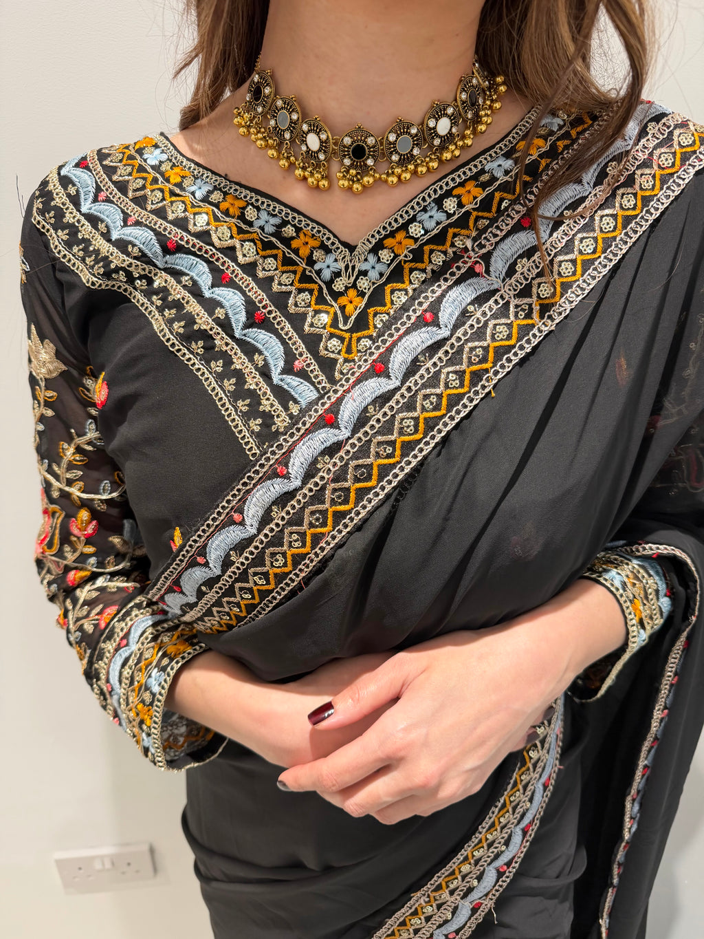 Embroidered Floral ready to wear Saree