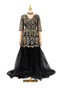 Embroidered organza peplum set