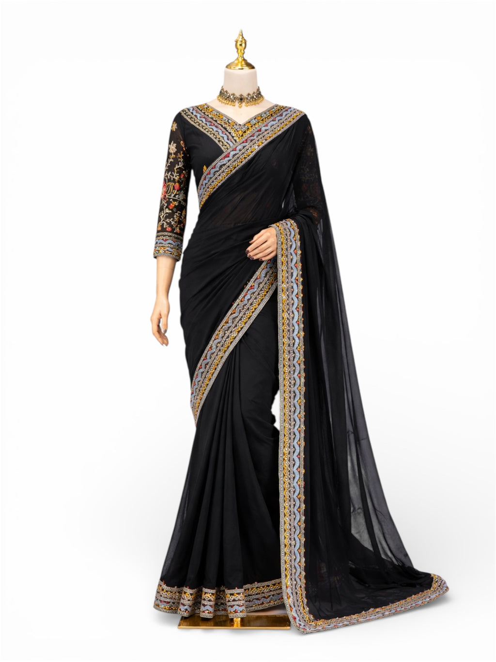 Embroidered Floral ready to wear Saree